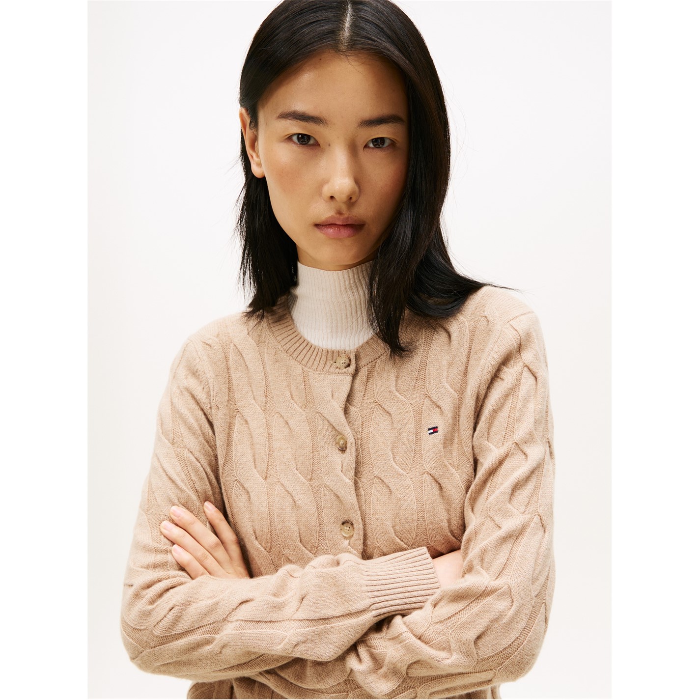 Tommy Hilfiger Safari Heather 4345441 Women's Cable Cardigan - 5