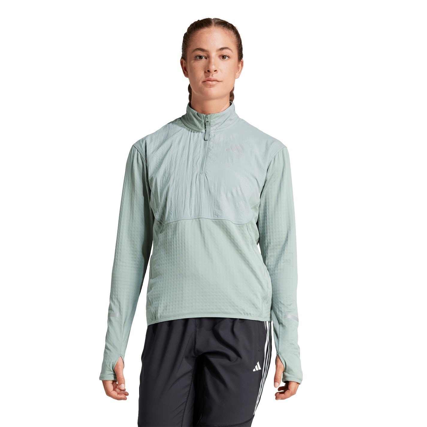 Bunda adidas Silver Green 6608181 Women's Ultimate High Visibility Half Zip Performance Tracksuit Top - 2