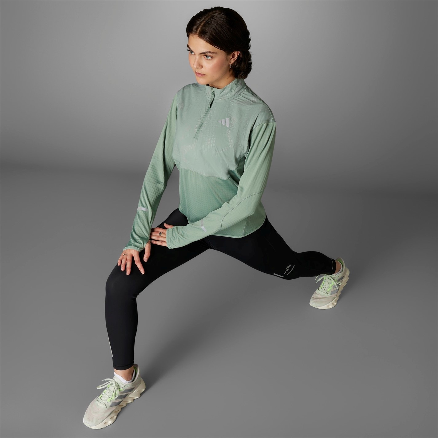 Bunda adidas Silver Green 6608181 Women's Ultimate High Visibility Half Zip Performance Tracksuit Top - 11