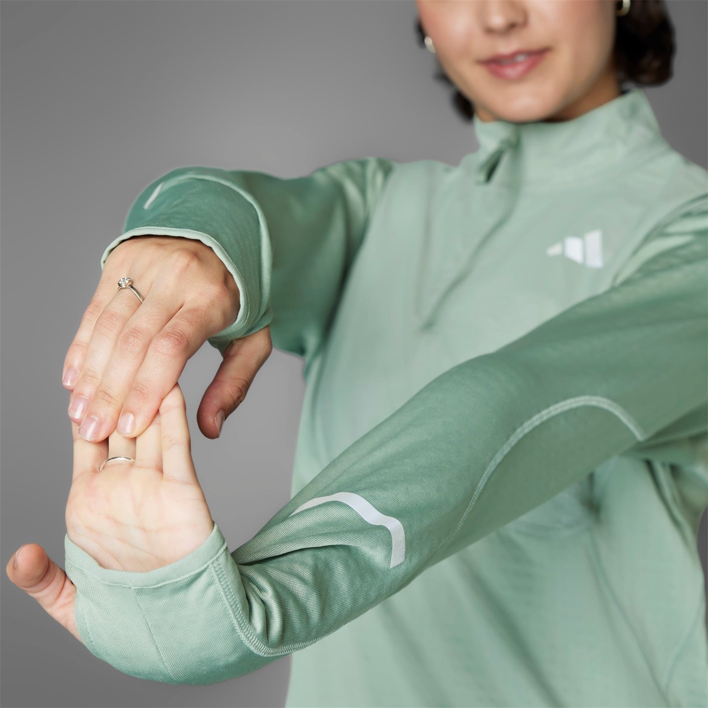Bunda adidas Silver Green 6608181 Women's Ultimate High Visibility Half Zip Performance Tracksuit Top - 13