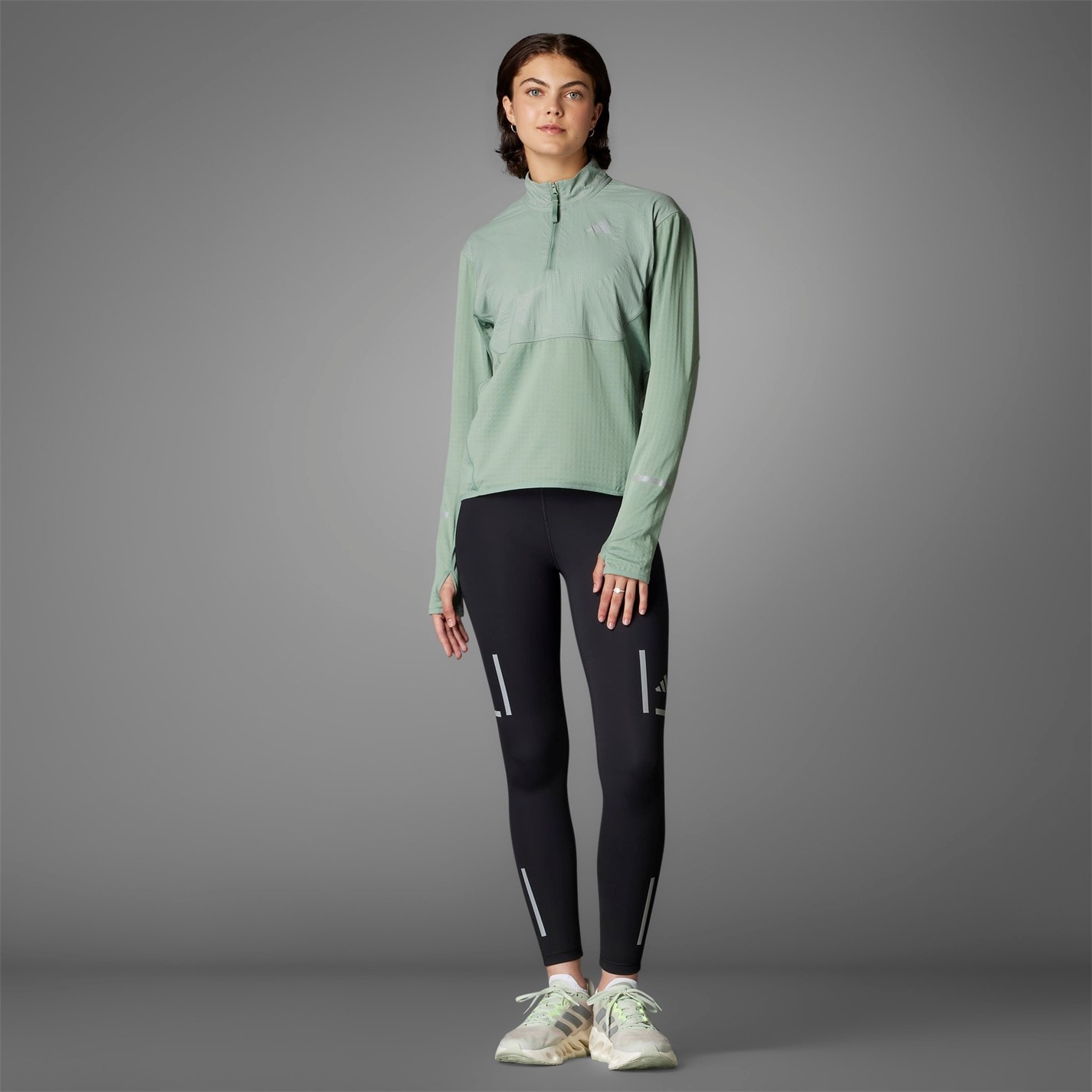 Bunda adidas Silver Green 6608181 Women's Ultimate High Visibility Half Zip Performance Tracksuit Top - 16