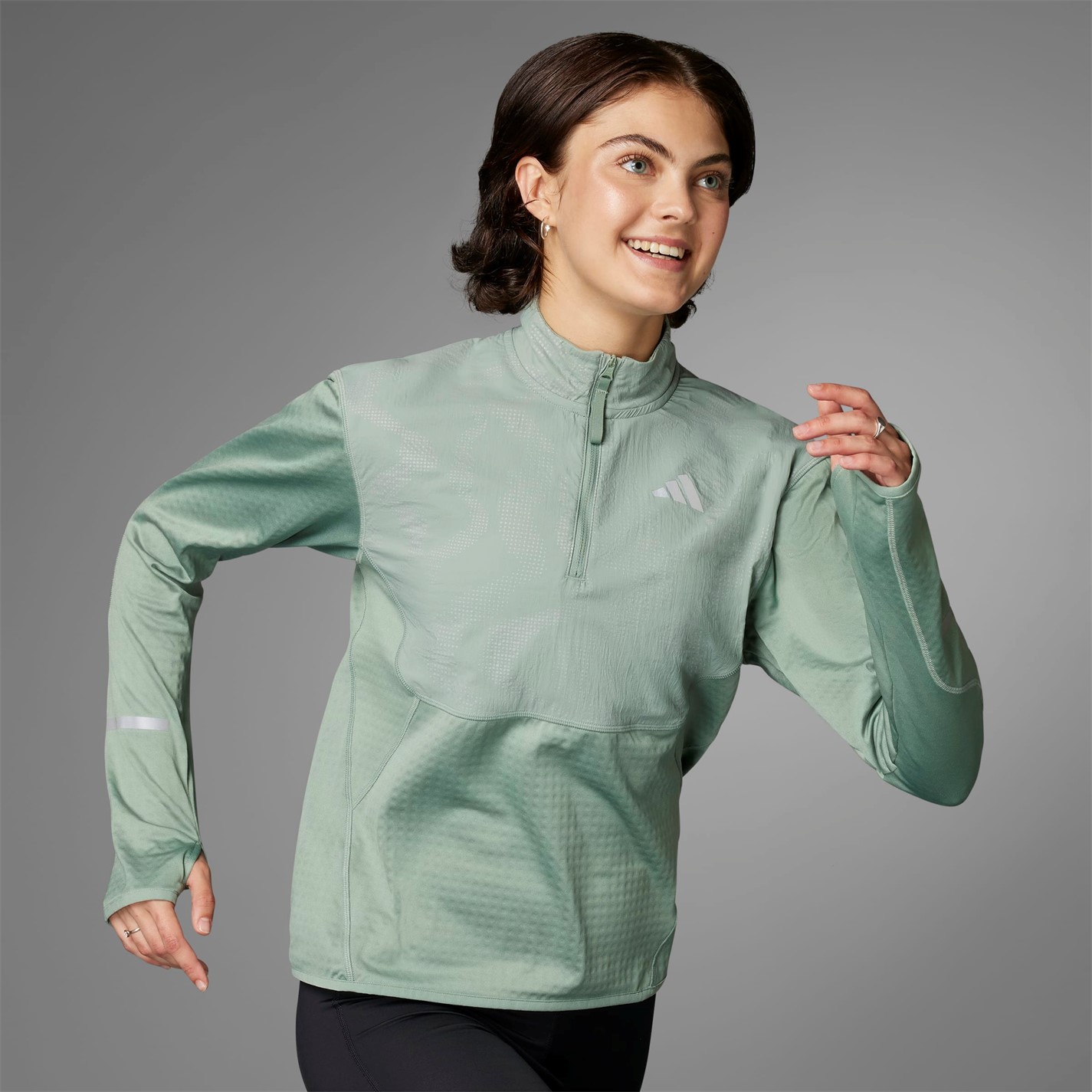 Bunda adidas Silver Green 6608181 Women's Ultimate High Visibility Half Zip Performance Tracksuit Top - 8