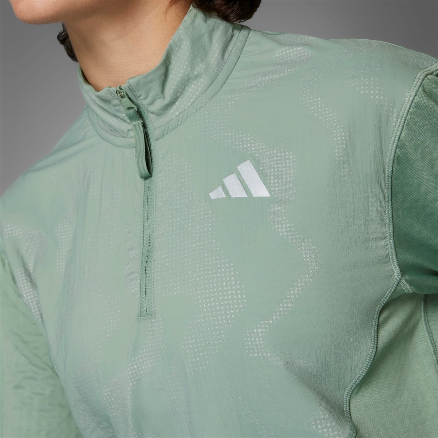 Bunda adidas Silver Green 6608181 Women's Ultimate High Visibility Half Zip Performance Tracksuit Top - 10