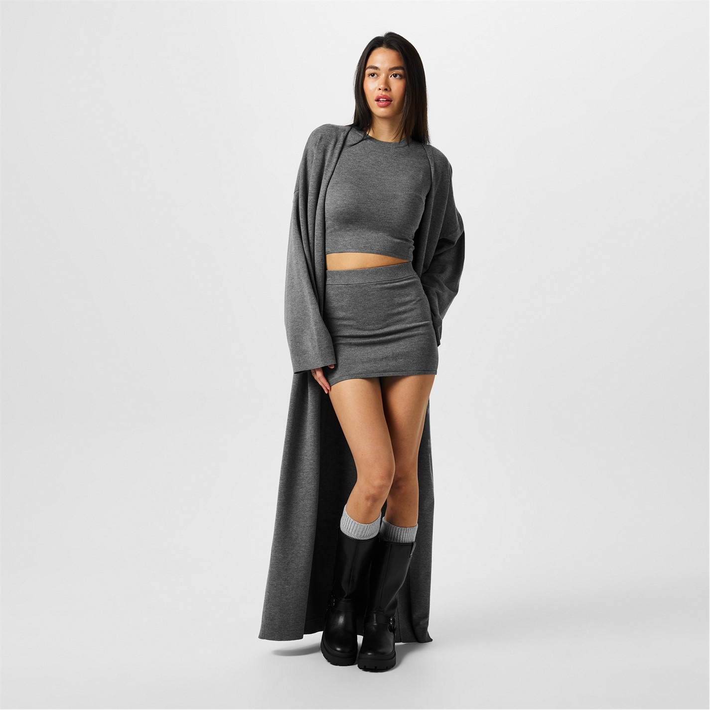 Šaty Jack Wills Charcoal Marl 6713648 Women's Maxi Length Cardigan - 1