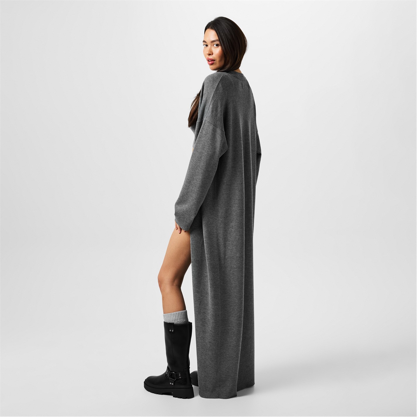 Šaty Jack Wills Charcoal Marl 6713648 Women's Maxi Length Cardigan - 2