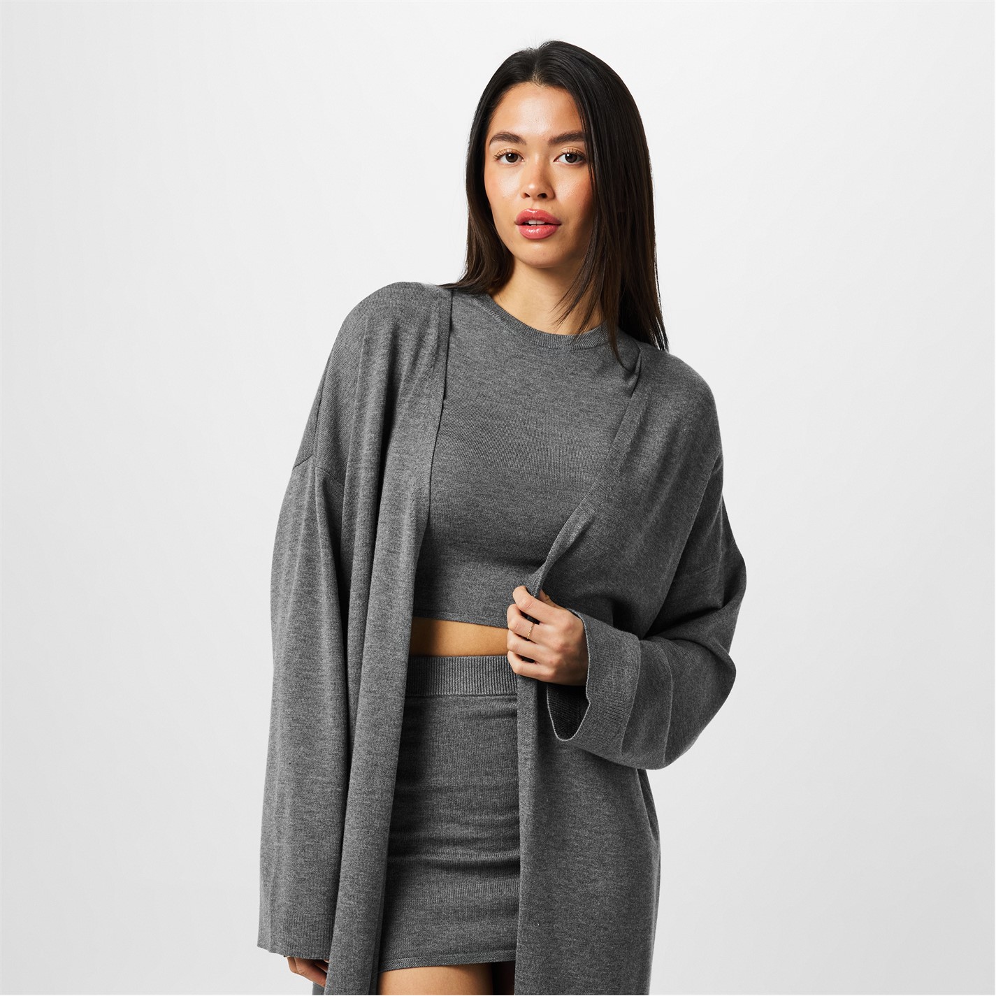 Šaty Jack Wills Charcoal Marl 6713648 Women's Maxi Length Cardigan - 3