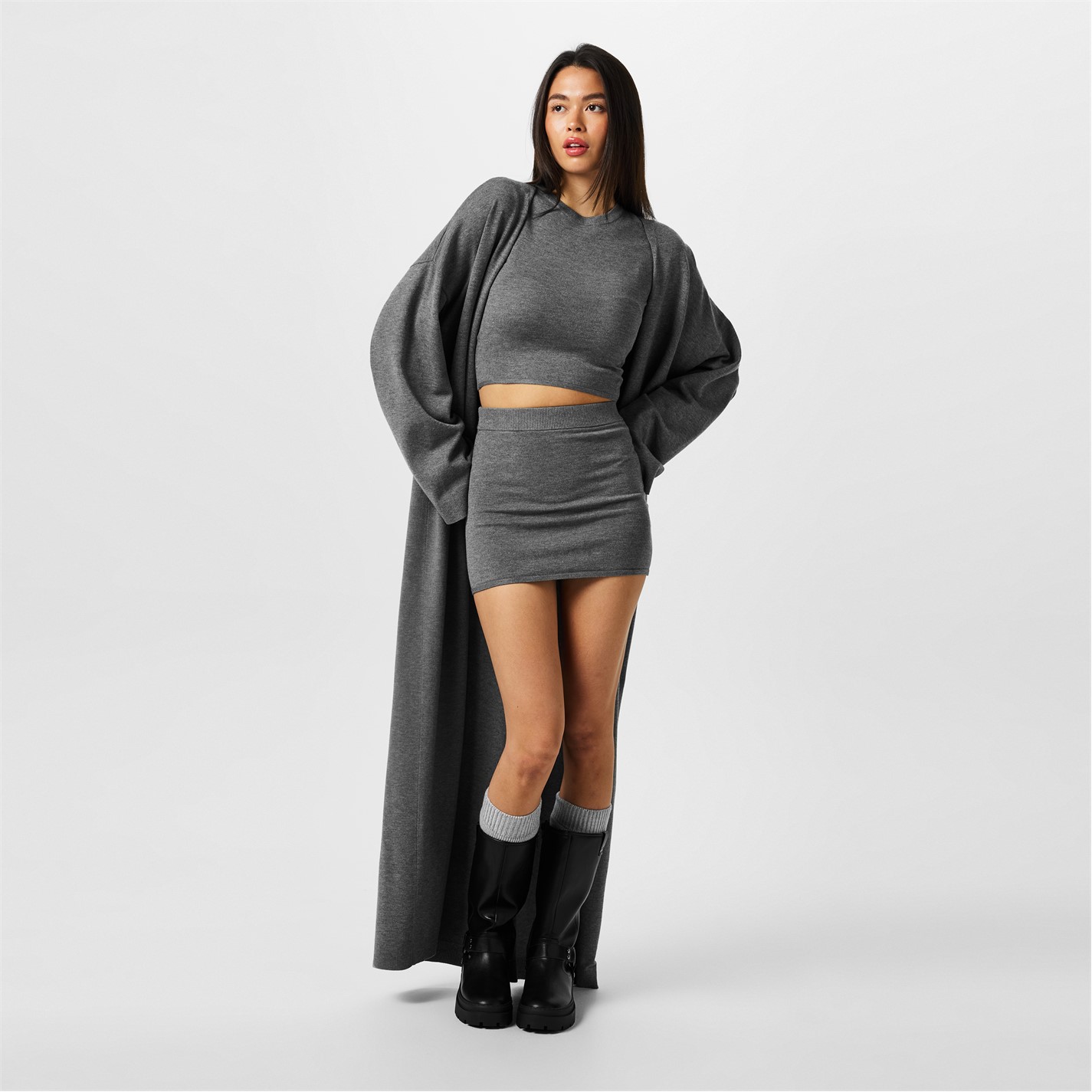 Šaty Jack Wills Charcoal Marl 6713648 Women's Maxi Length Cardigan - 4
