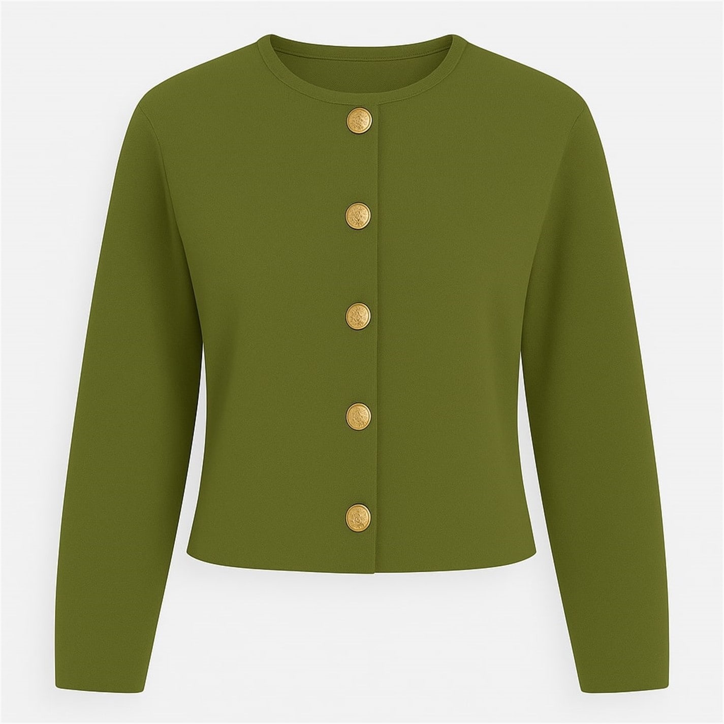 I Saw It First Khaki 534279 Statement Button Ribbed Cardigan - 1
