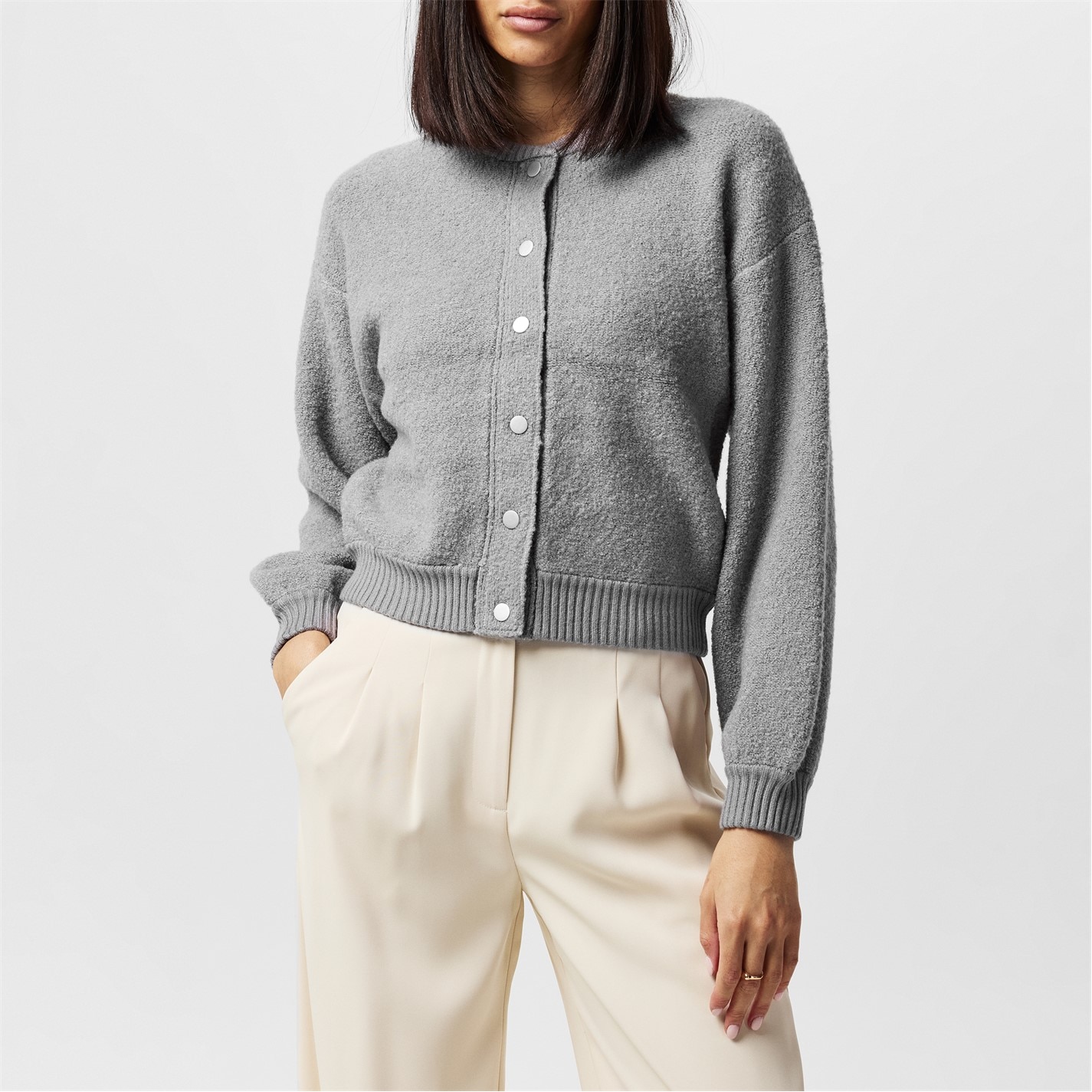 French Connection Dove Grey 141261 Women's Melissa Knitted Cardigan - 1