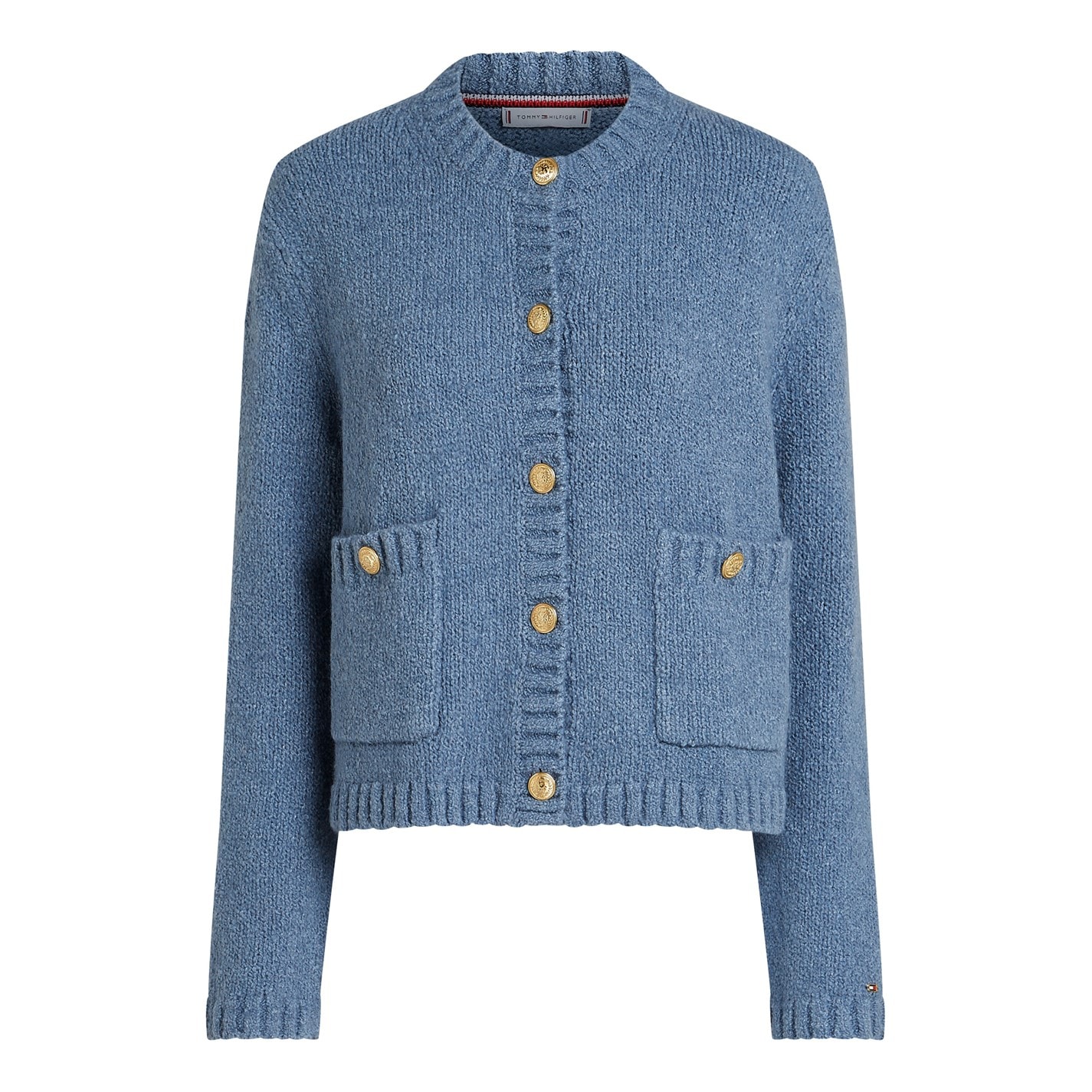 Tommy Hilfiger Flint Blue 300727 Women's Textured Gold Button Cardigan - 5