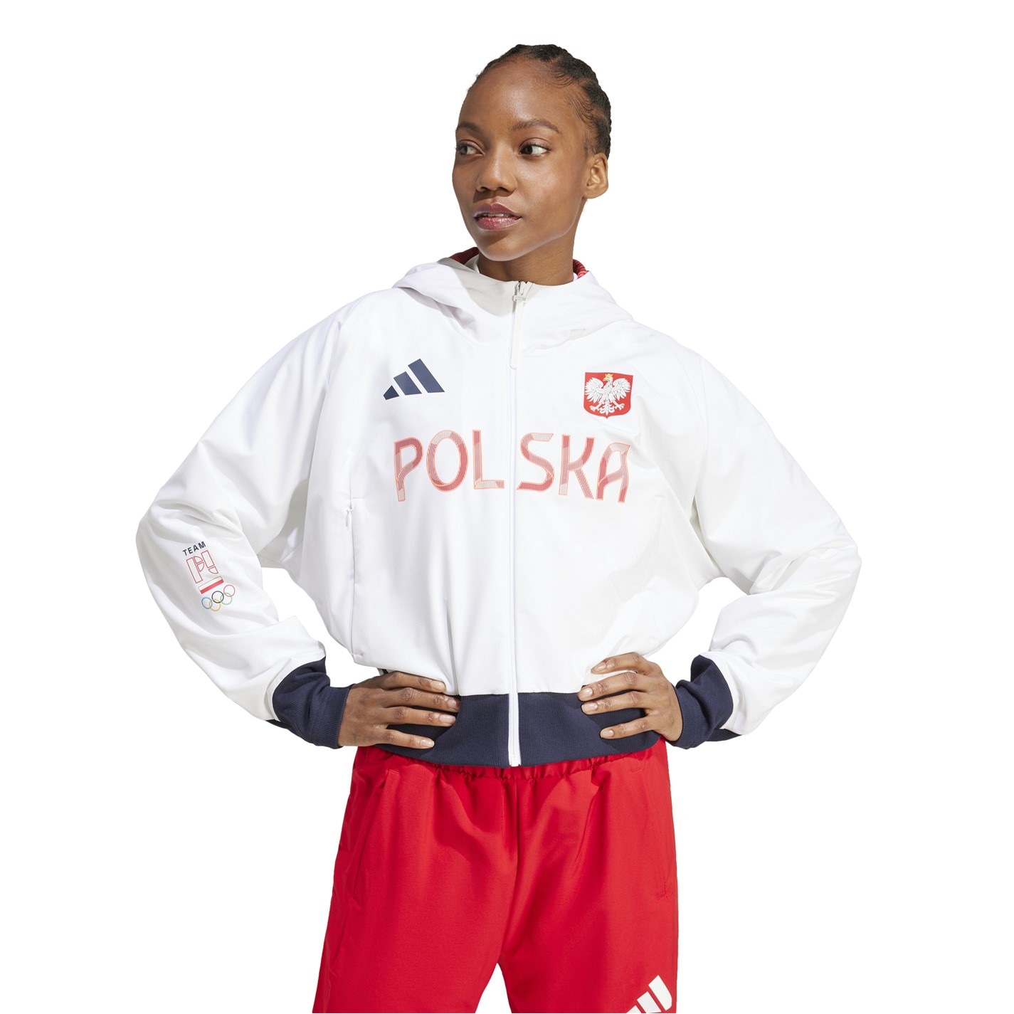 Bunda adidas White 7130760 Women's Poland Performance Tracksuit Top - 2