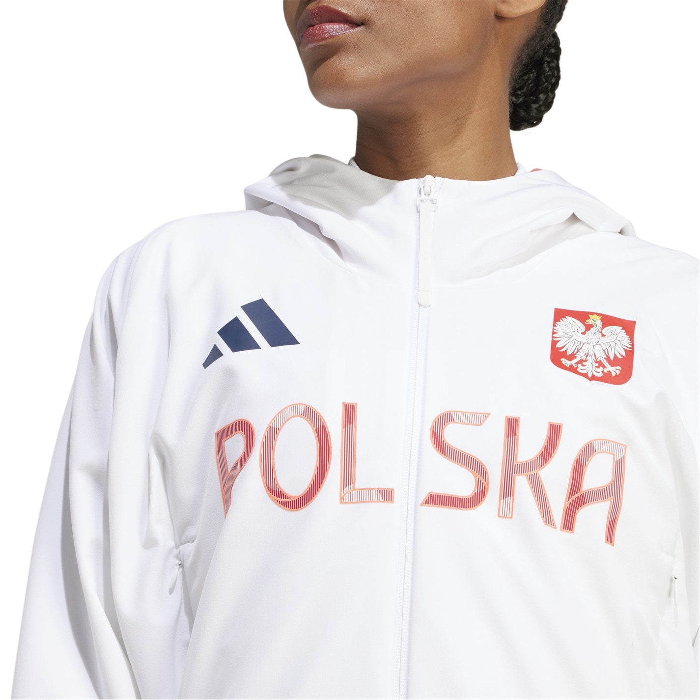 Bunda adidas White 7130760 Women's Poland Performance Tracksuit Top - 4