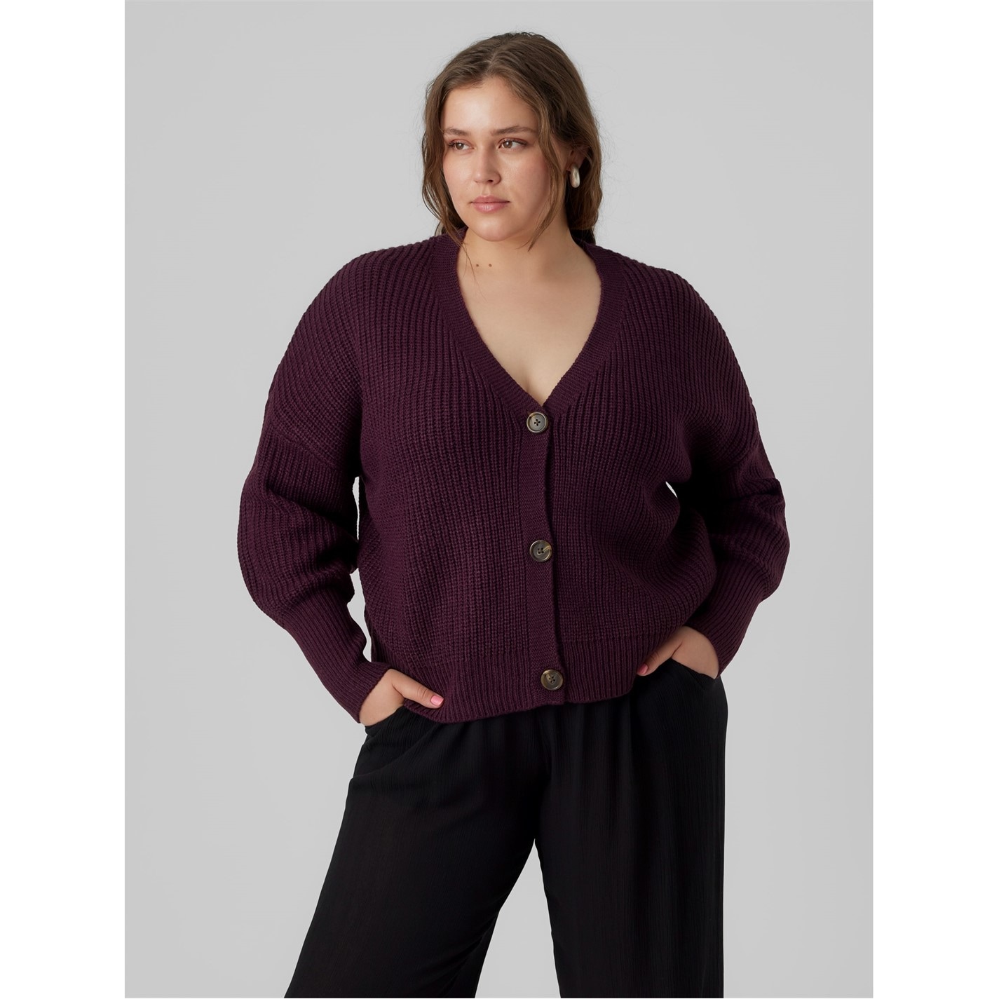Šaty Vero Moda Winetasting 9499164 Women's Plus Size Cardigan - 1