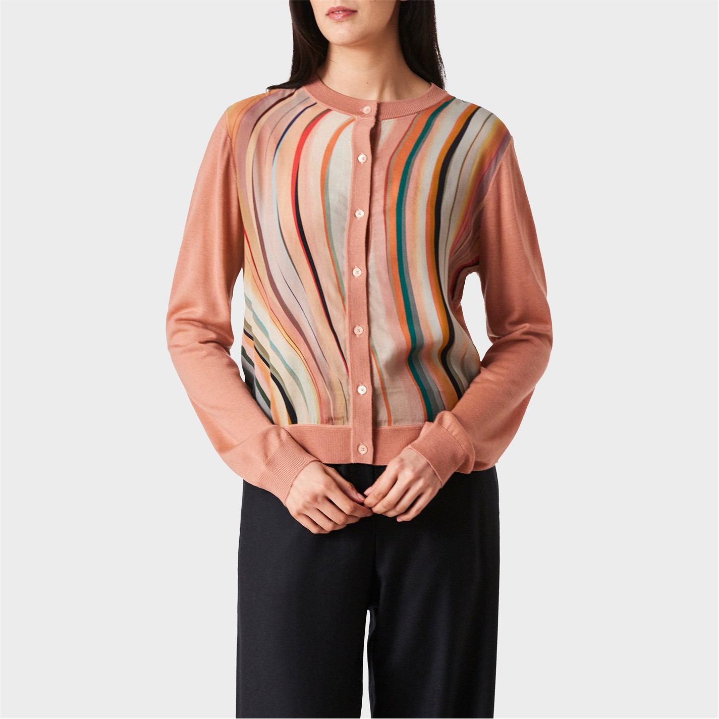 PS PAUL SMITH Pink 3694594 Women's Swirl Structured Cardigan - 1