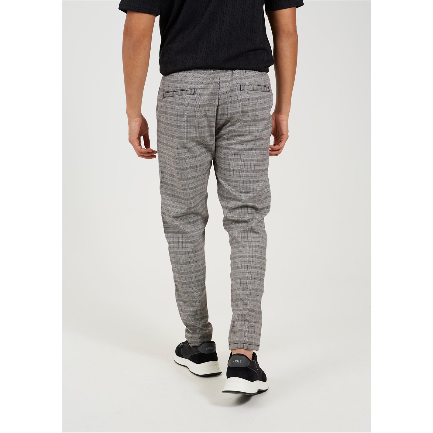 Kalhoty Brave Soul Grey Check 7280787 Mens Check Pants with Drawcord Waist - 3