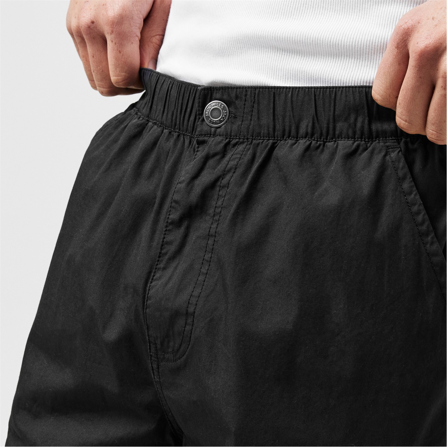 Kalhoty Jack Wills Black 6778685 Men's Poplin Slim Fit Trousers - 5