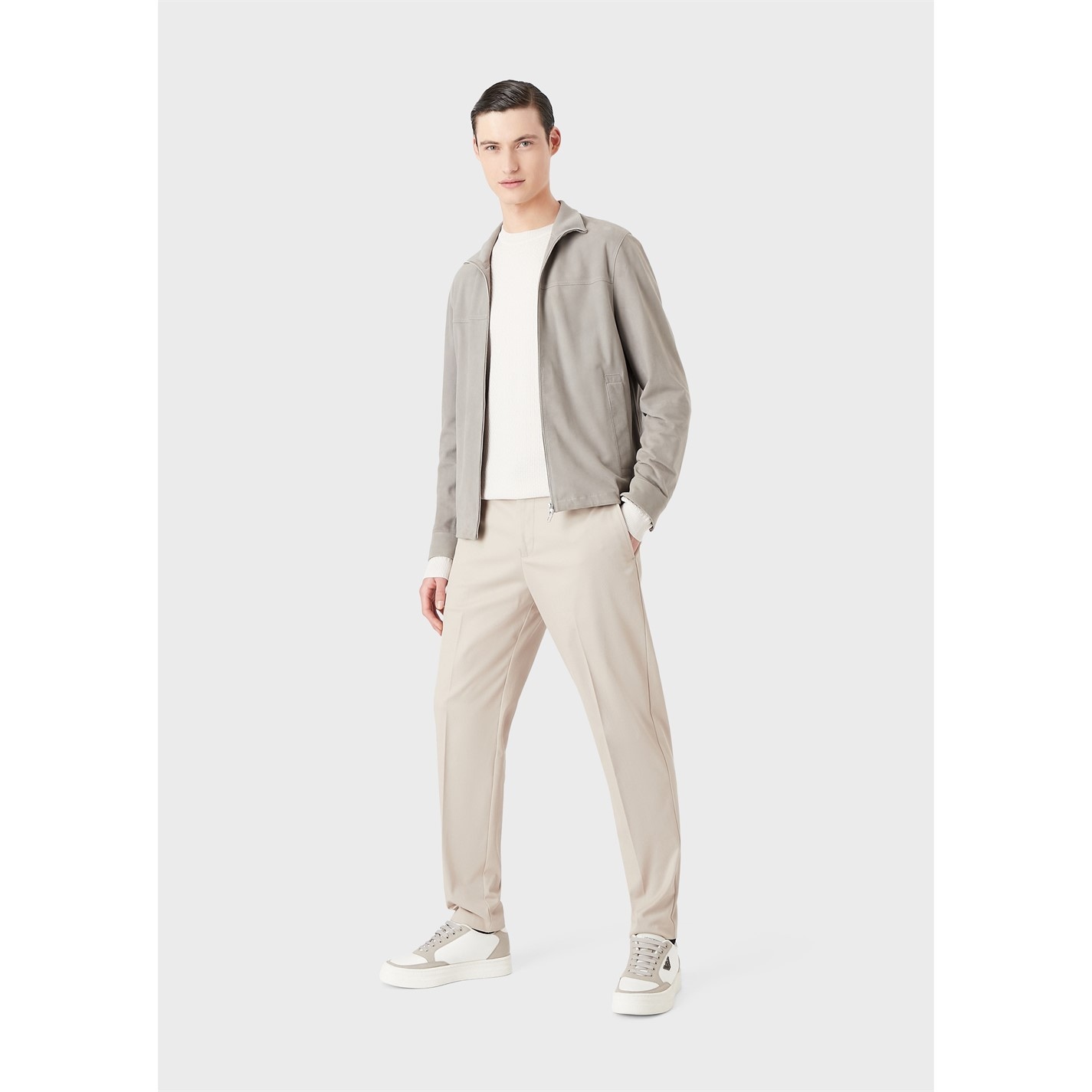 Kalhoty EMPORIO ARMANI Light Beige 4725892 Men's Straight Leg Trousers - 4