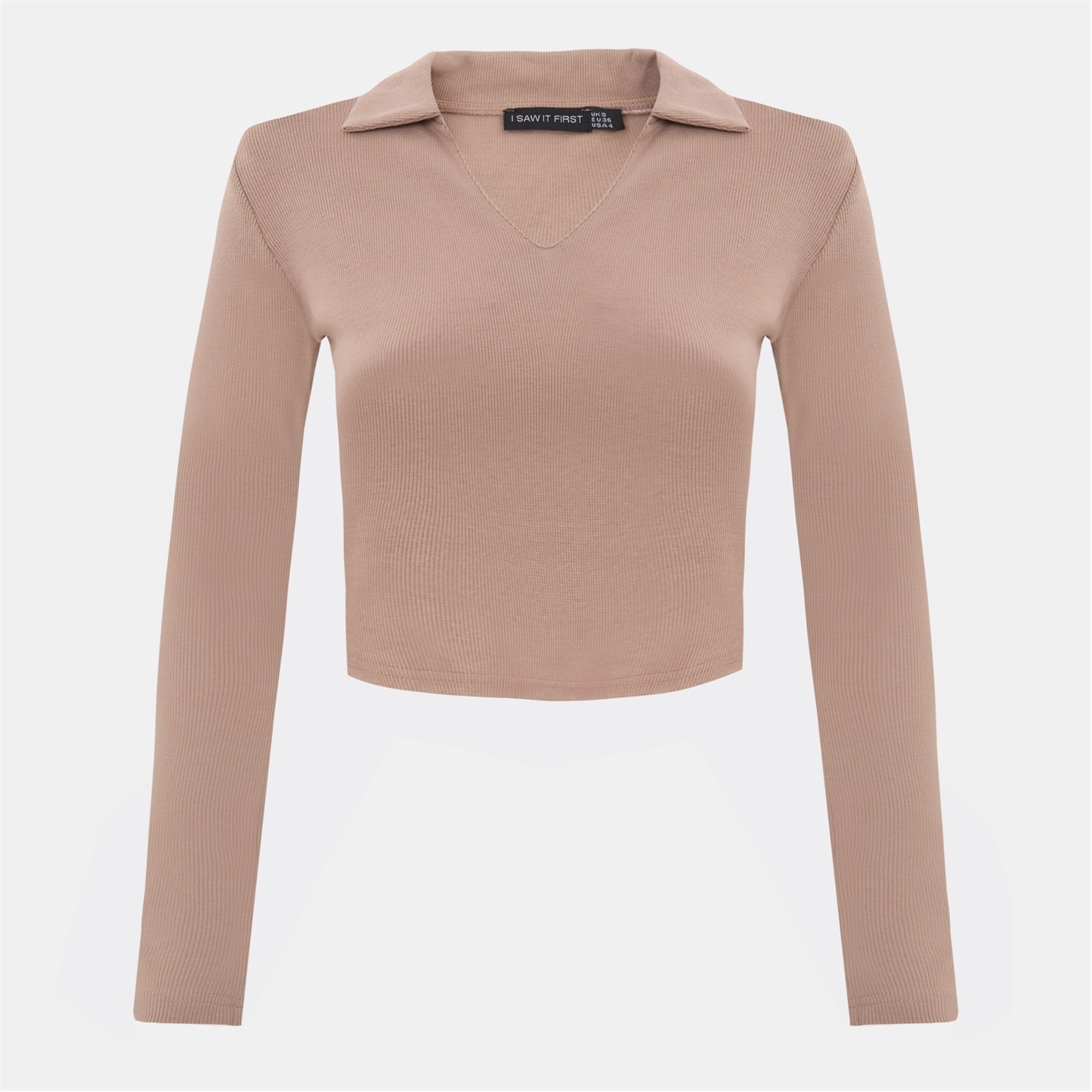 Tričko I Saw It First Mocha 7804716 Long Sleeve Collared Top - 1