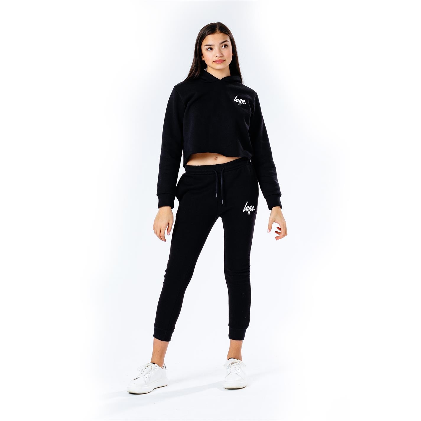 Hype Black 8129033 Kids Crop Pullover Hoodie and Jogger Set - 2