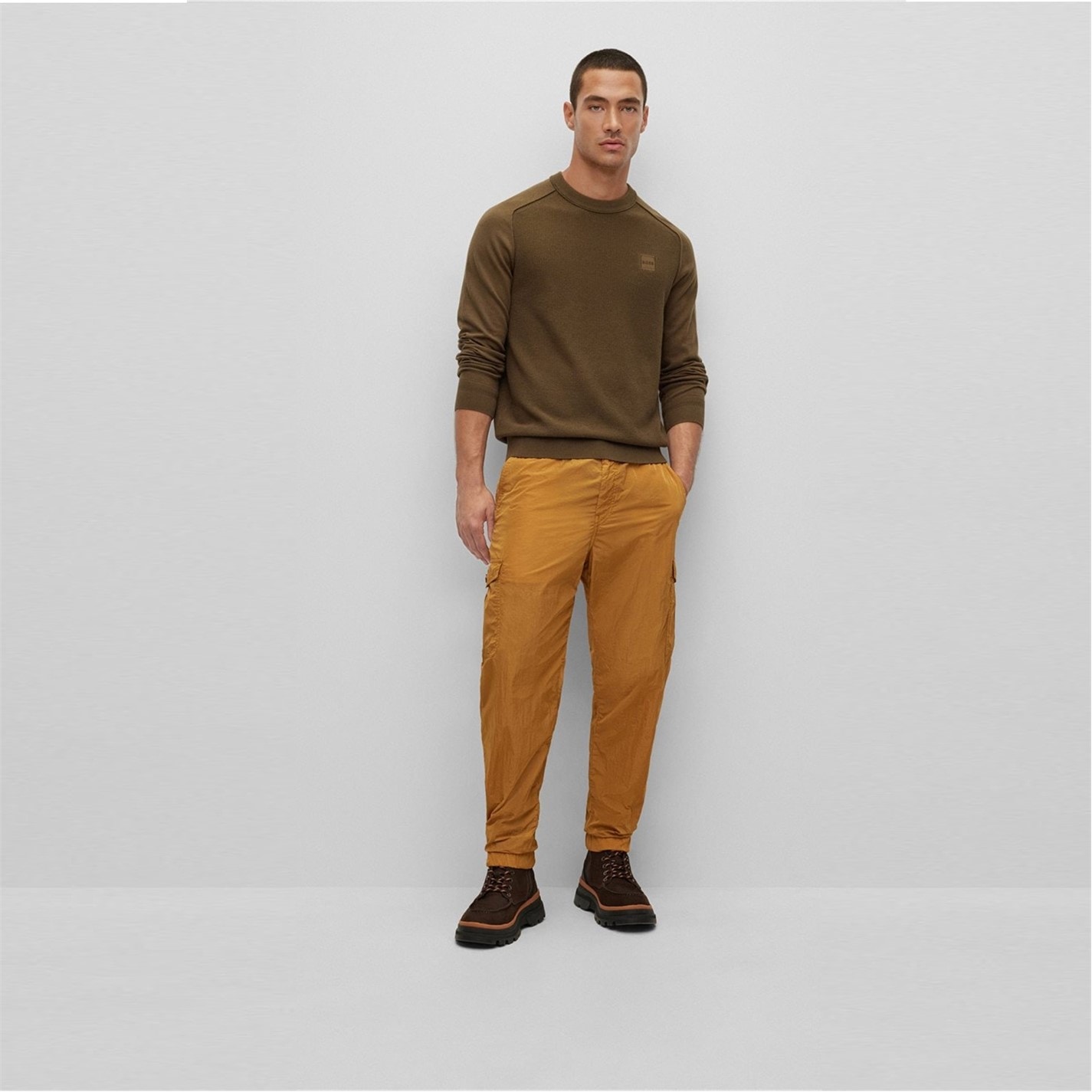 Kalhoty Boss Open Beige 4518032 Men's Taberon Cargo Trousers - 5