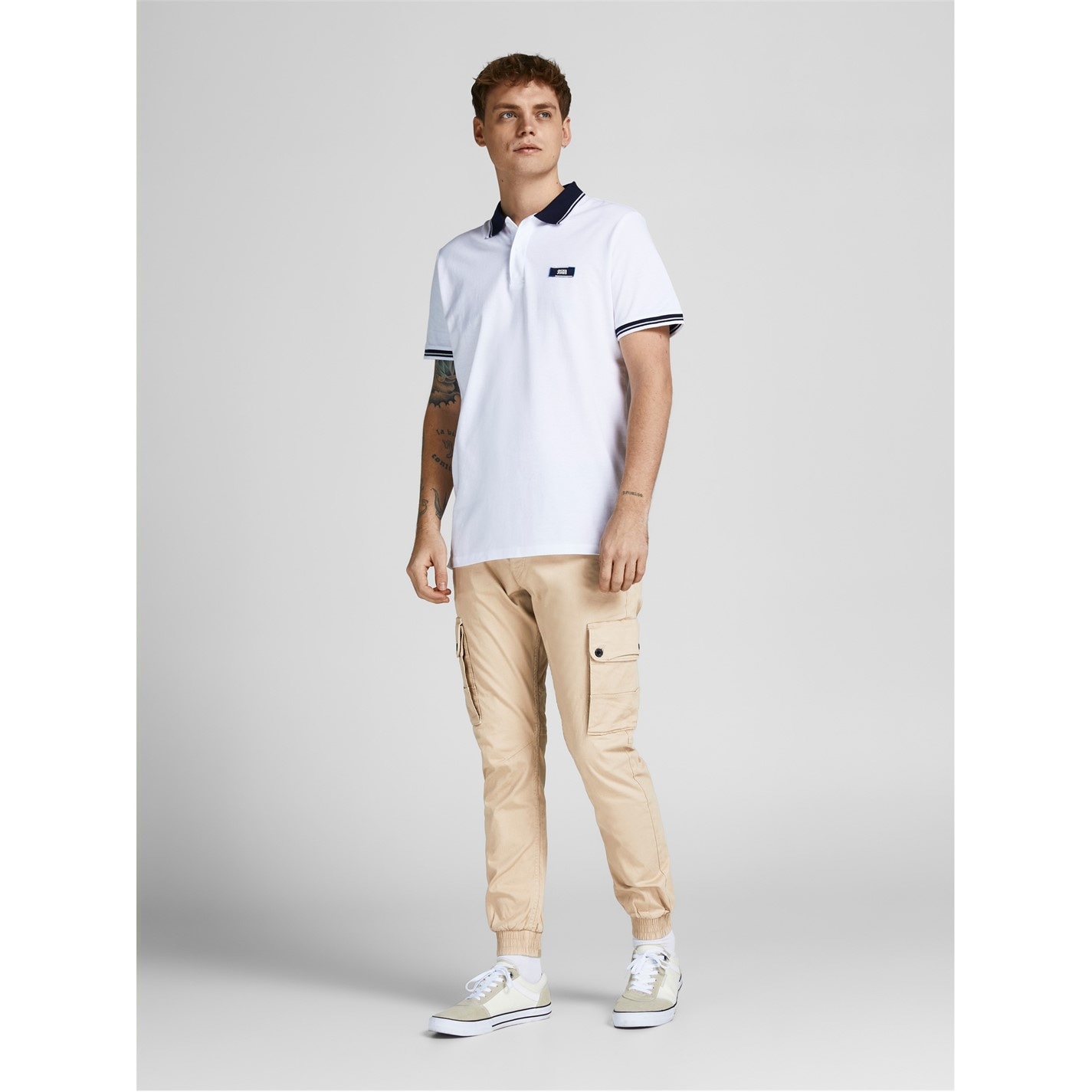 Kalhoty Jack and Jones White Pepper 3641876 Men's Cuffed Cargo Trousers - 1