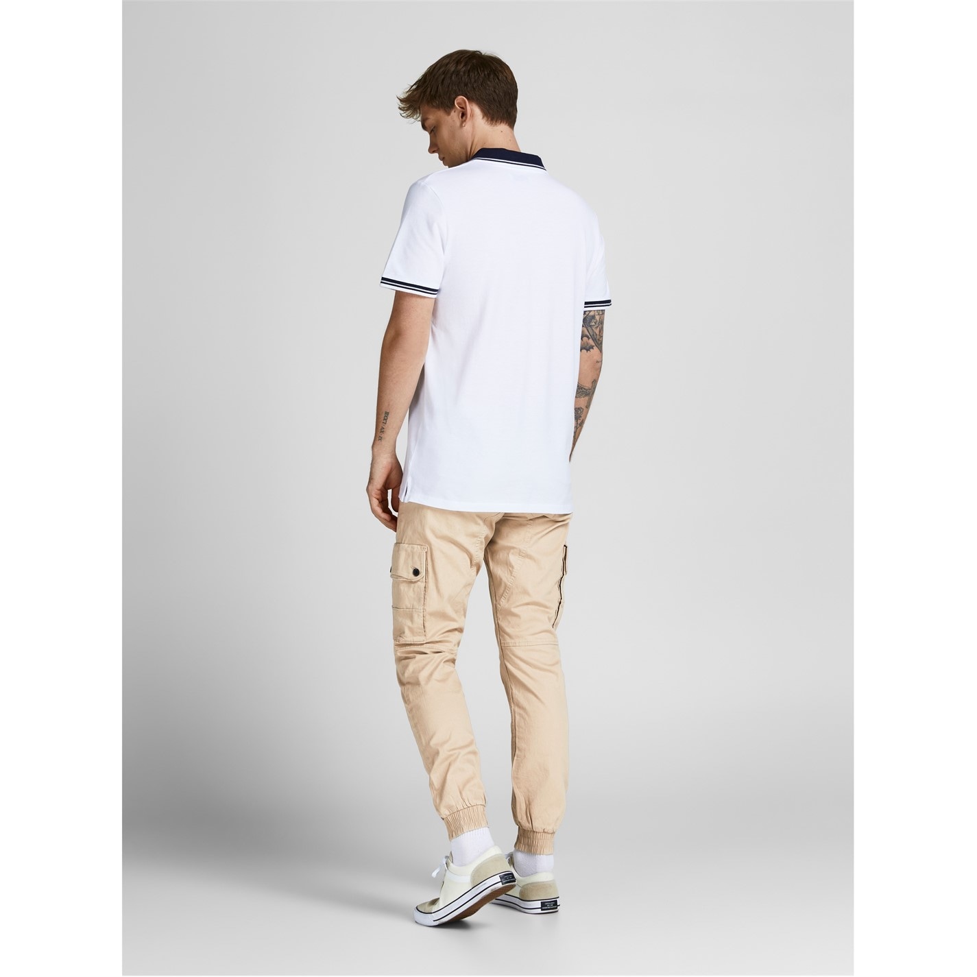 Kalhoty Jack and Jones White Pepper 3641876 Men's Cuffed Cargo Trousers - 5