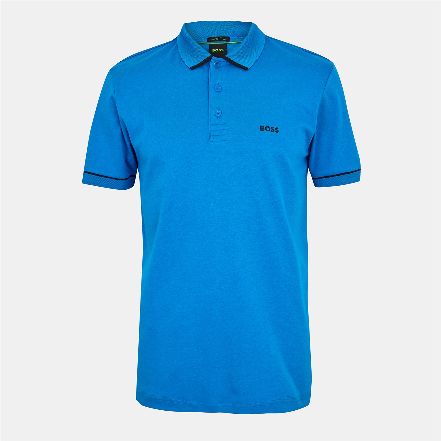 Tričko Boss Open Blue 774144 Men's Paule Cotton Short Sleeve Slim Fit Polo Shirt - 1