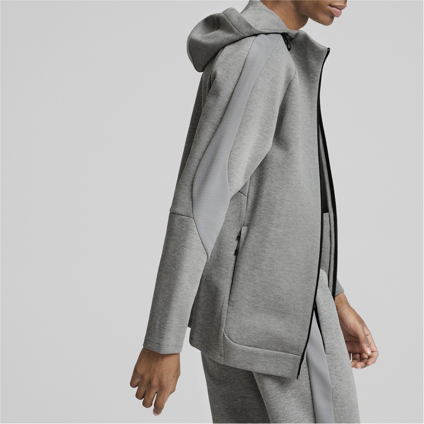 Bunda Puma Grey Heather 7294425 Men's EVOSTRIPE Full Zip Fleece Fabric - 3