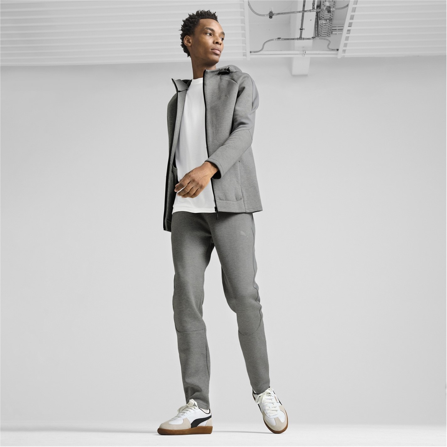 Bunda Puma Grey Heather 7294425 Men's EVOSTRIPE Full Zip Fleece Fabric - 4