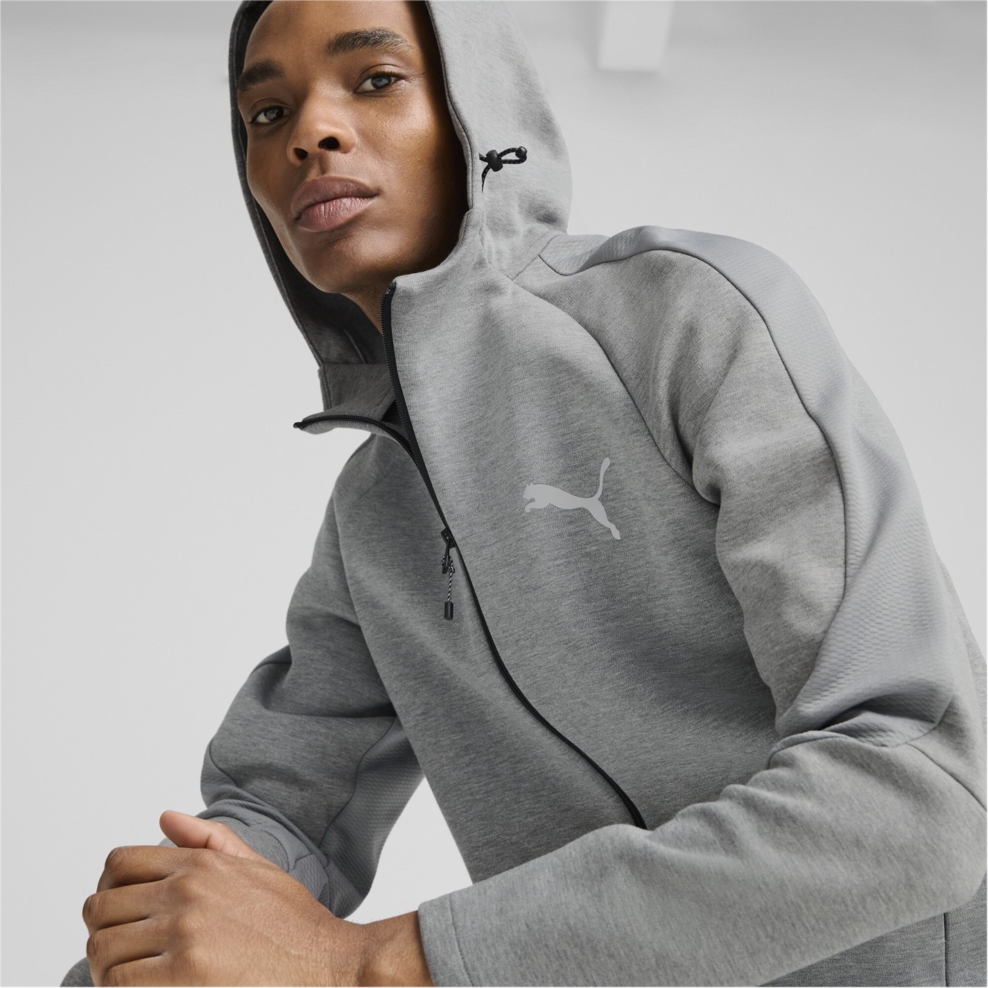 Bunda Puma Grey Heather 7294425 Men's EVOSTRIPE Full Zip Fleece Fabric - 6