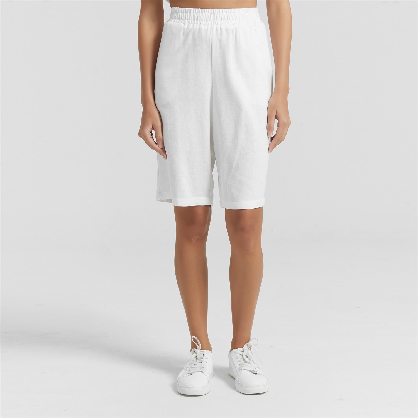 Kraťasy Be You White 1244861 Women's Linen Tailored Shorts - 1
