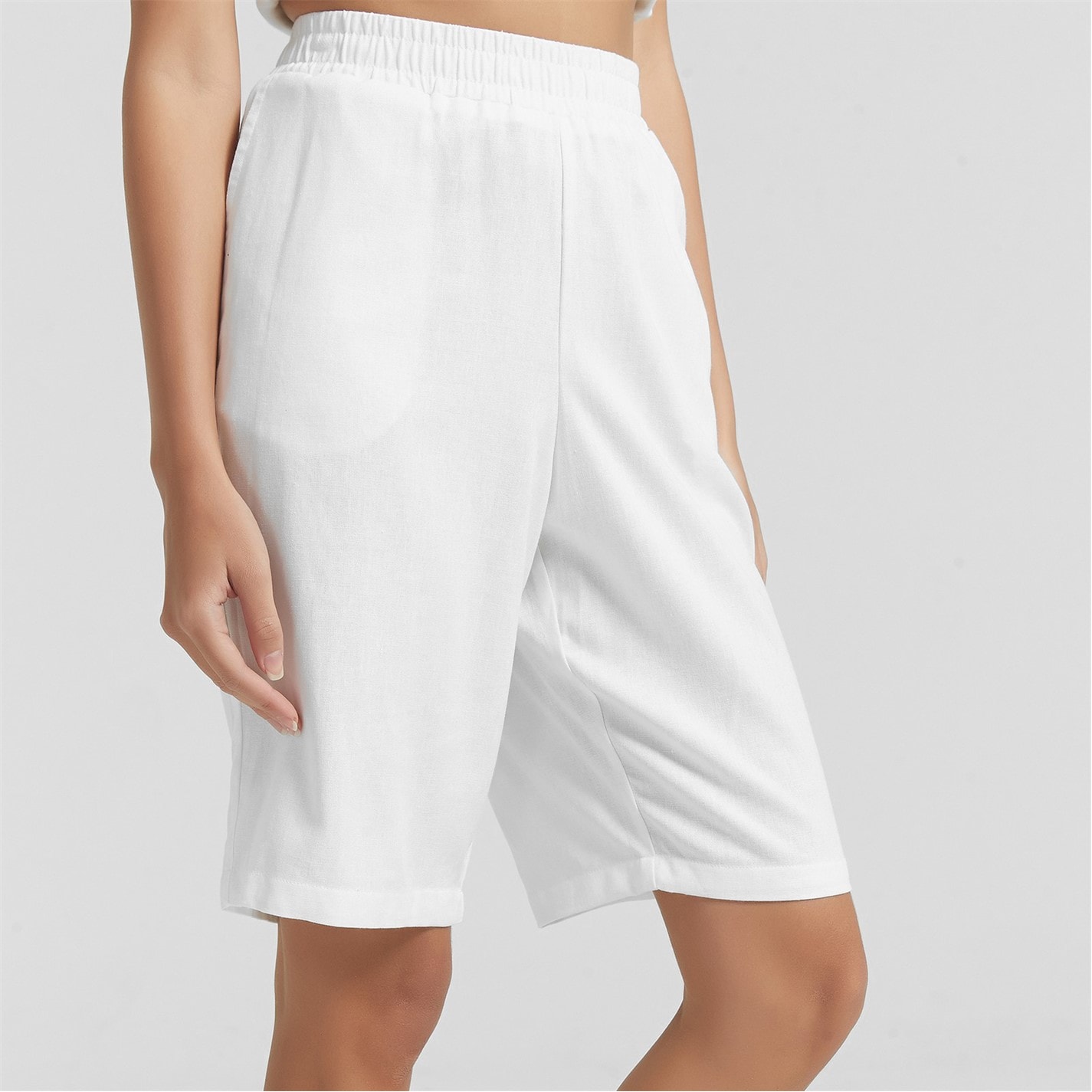 Kraťasy Be You White 1244861 Women's Linen Tailored Shorts - 3