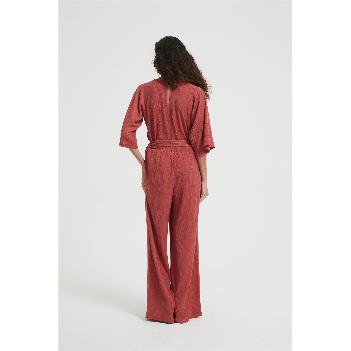 Šaty Be You Rust 6375441 Women's Wrap Crinkle Jumpsuit - 3