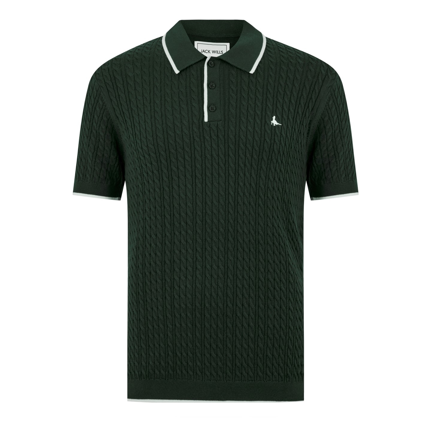 Tričko Jack Wills Evergreen 5343094 Men's JW Braid Knitted Short-Sleeve Polo Shirt - 1