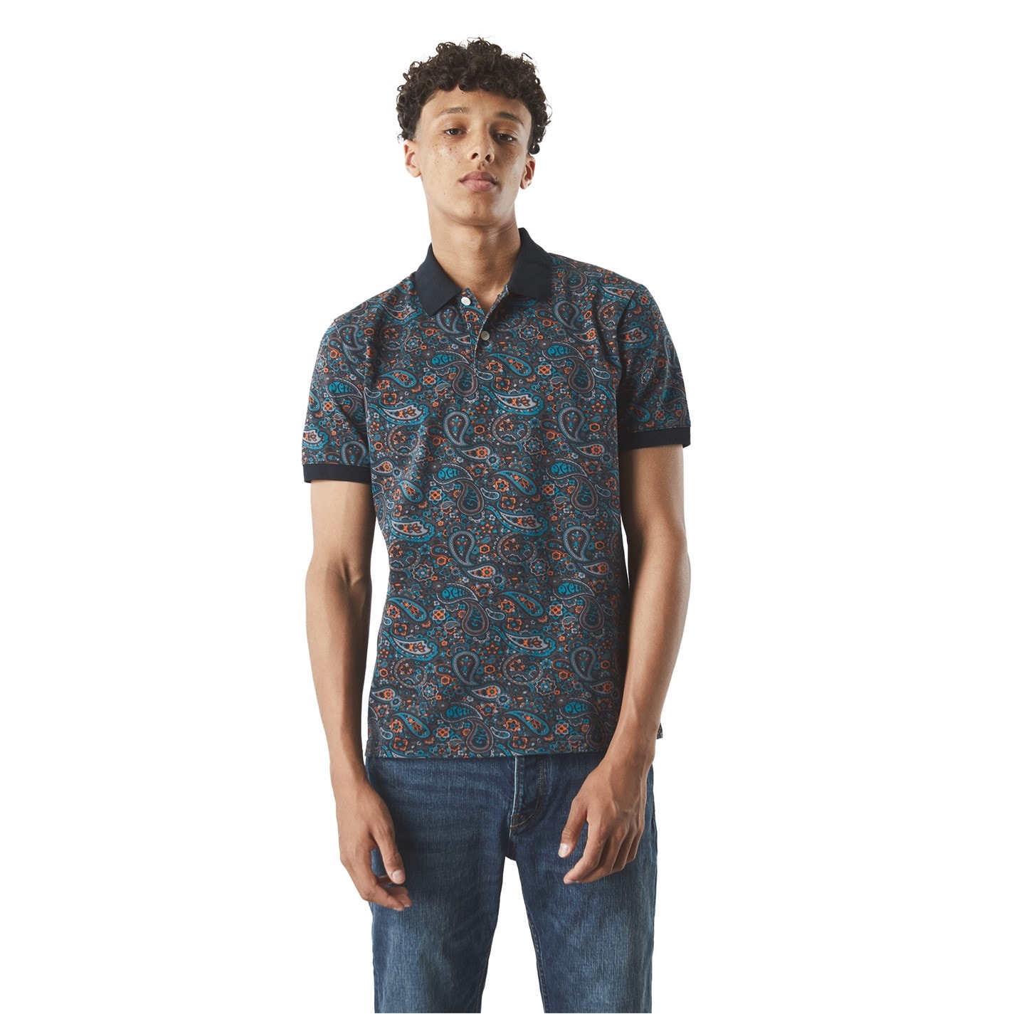 Tričko Pretty Green Dark Grey 8991300 Men's Wonderwall Paisley Short-Sleeve Polo Shirt - 2