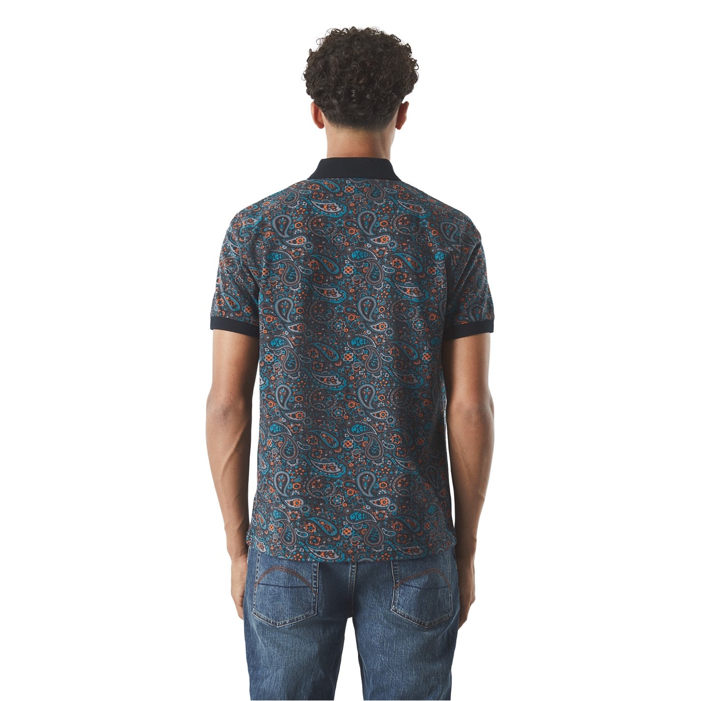 Tričko Pretty Green Dark Grey 8991300 Men's Wonderwall Paisley Short-Sleeve Polo Shirt - 3