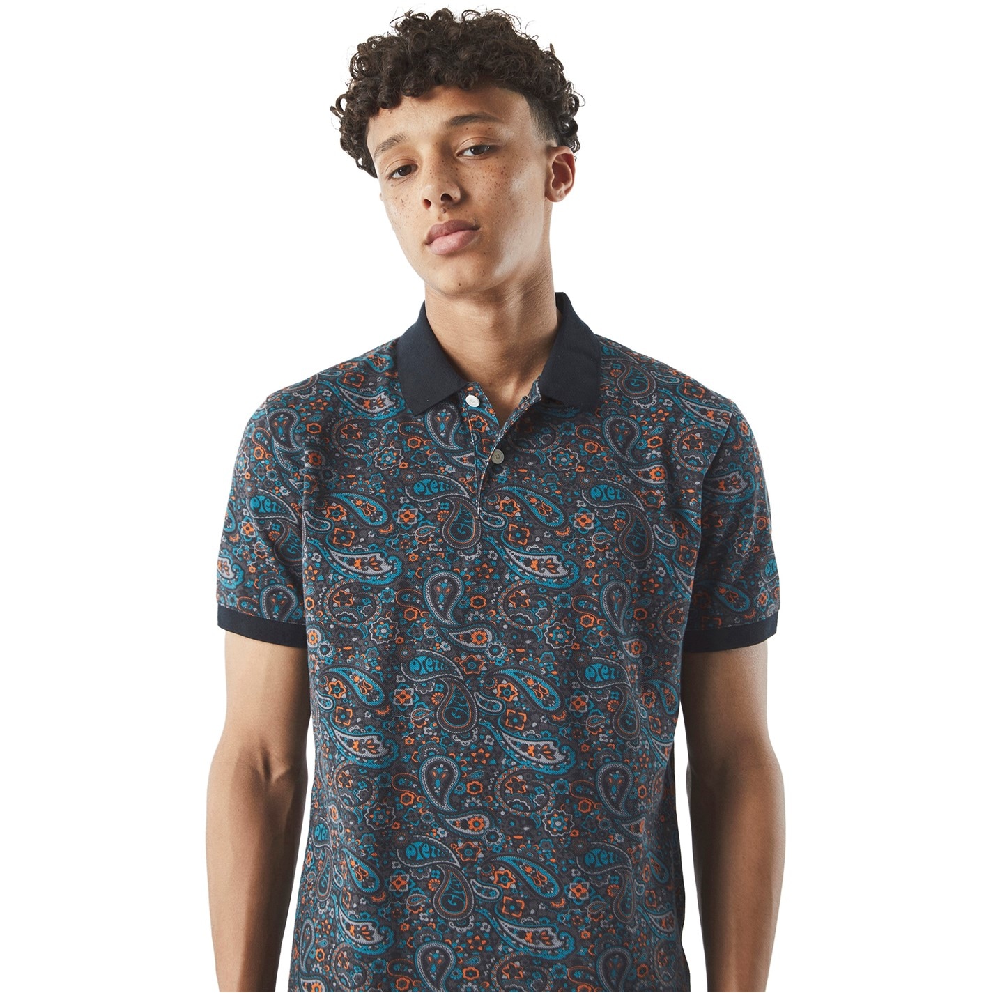 Tričko Pretty Green Dark Grey 8991300 Men's Wonderwall Paisley Short-Sleeve Polo Shirt - 4