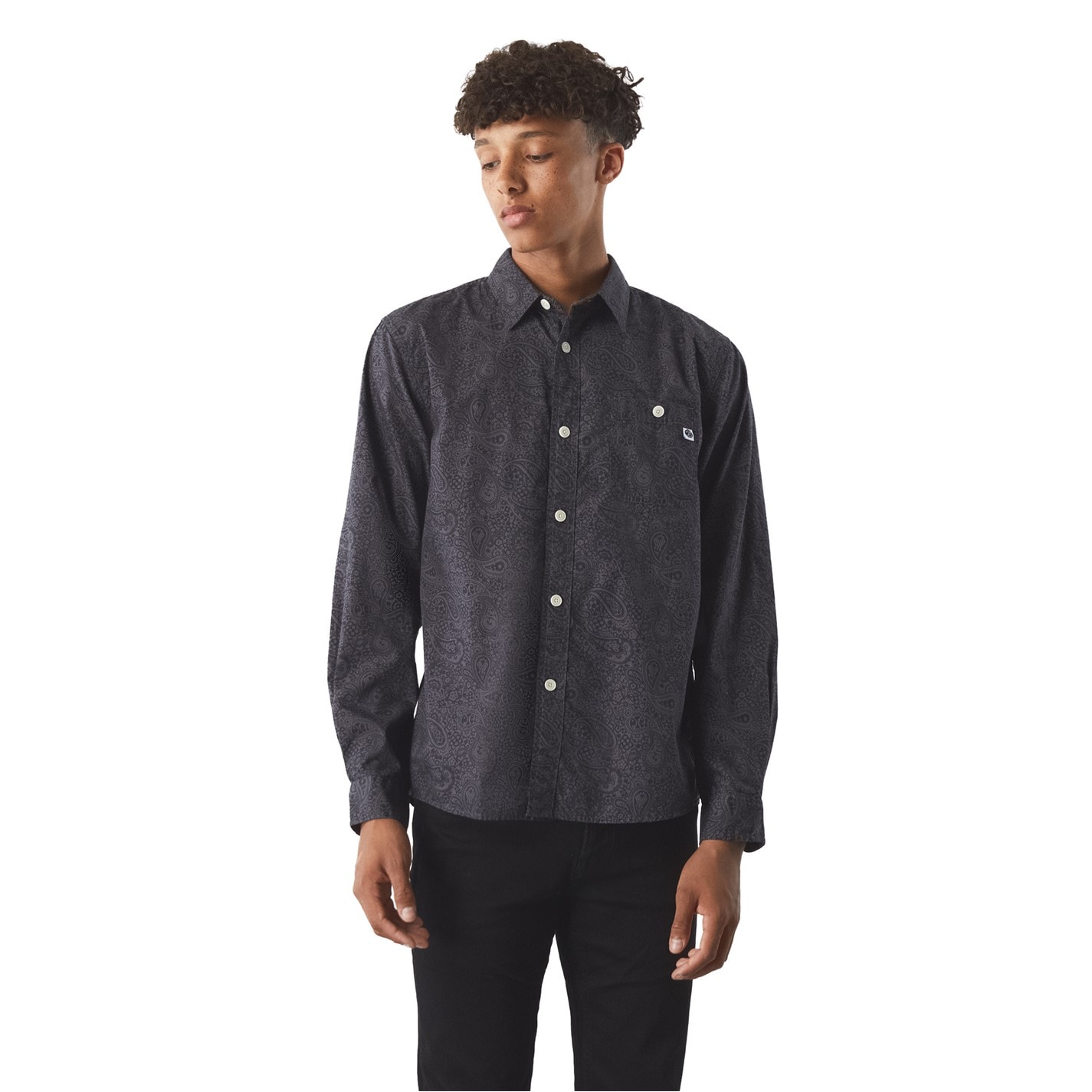 Košeľa Pretty Green Black 6910575 Men's Tonal Paisley Long-Sleeve Patterned Shirt - 2