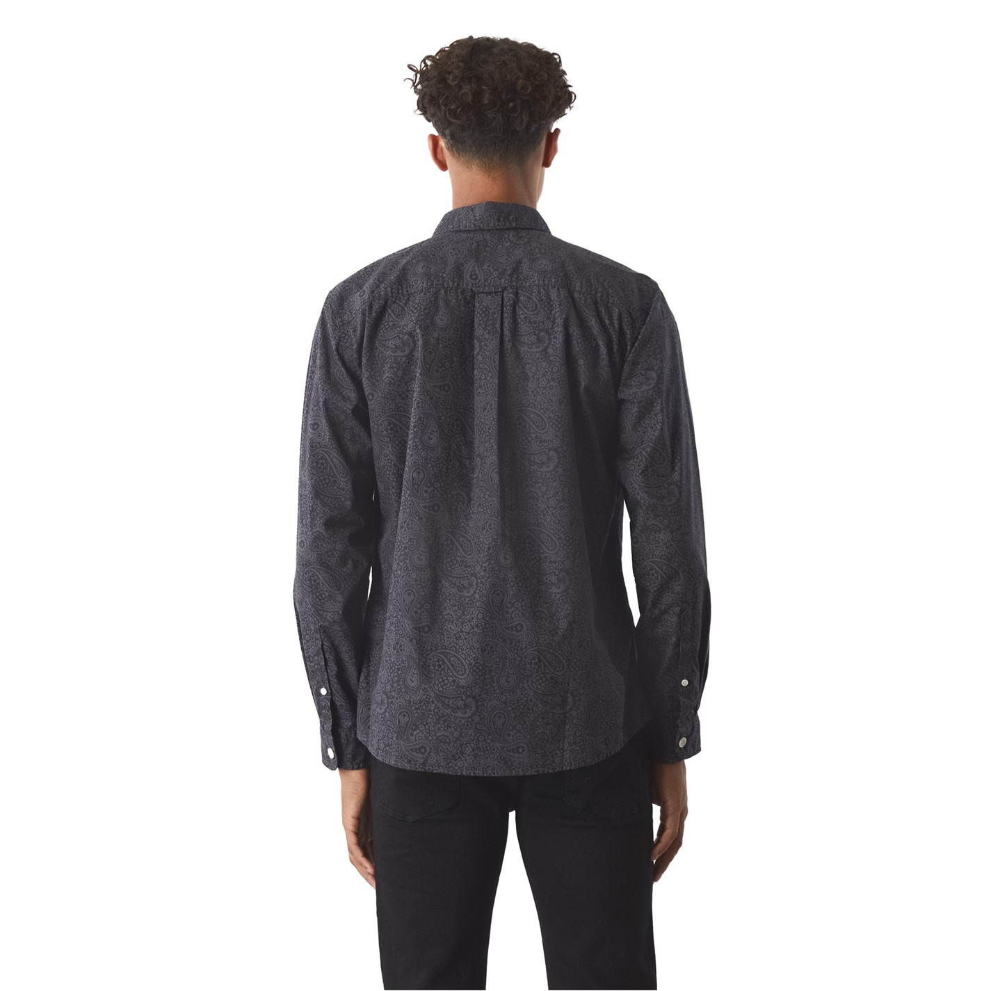 Košeľa Pretty Green Black 6910575 Men's Tonal Paisley Long-Sleeve Patterned Shirt - 3