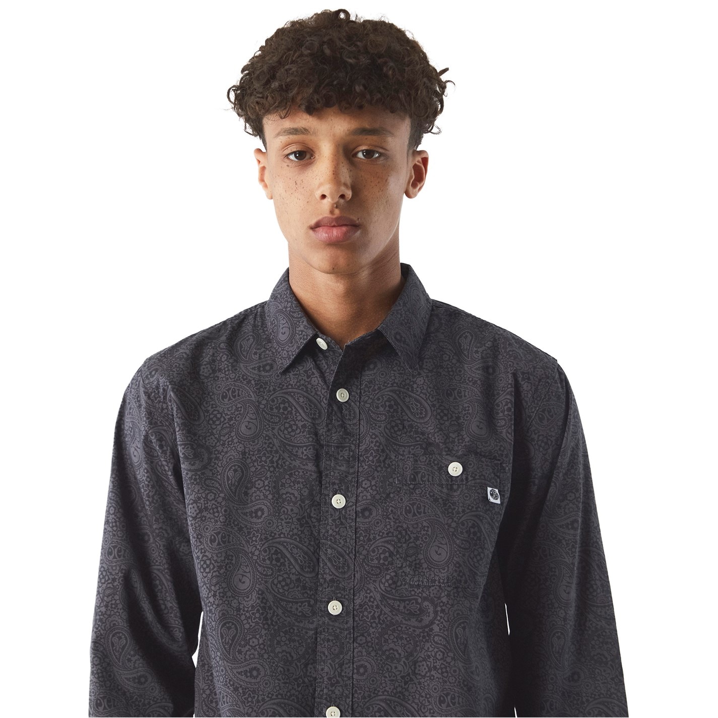 Košeľa Pretty Green Black 6910575 Men's Tonal Paisley Long-Sleeve Patterned Shirt - 4