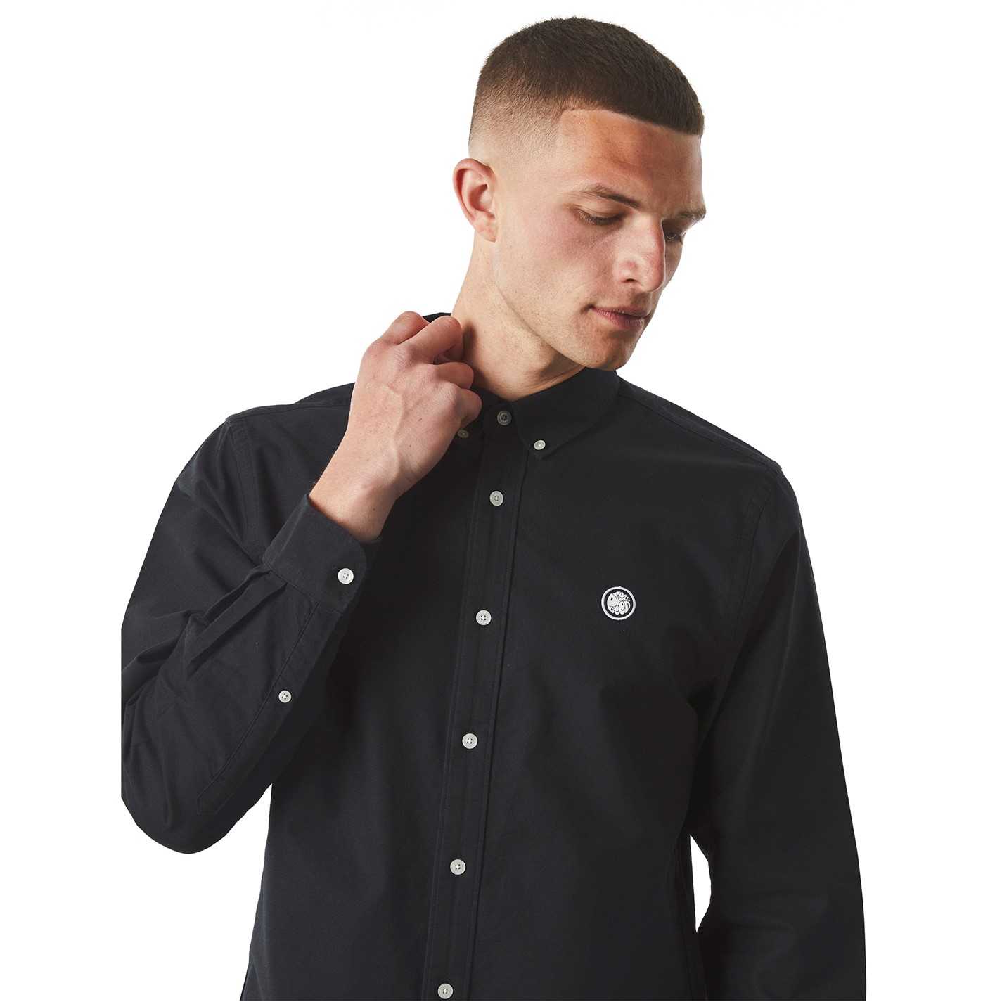 Košeľa Pretty Green Black 2512935 Men's Oxford Long-Sleeve Plain Shirt - 4