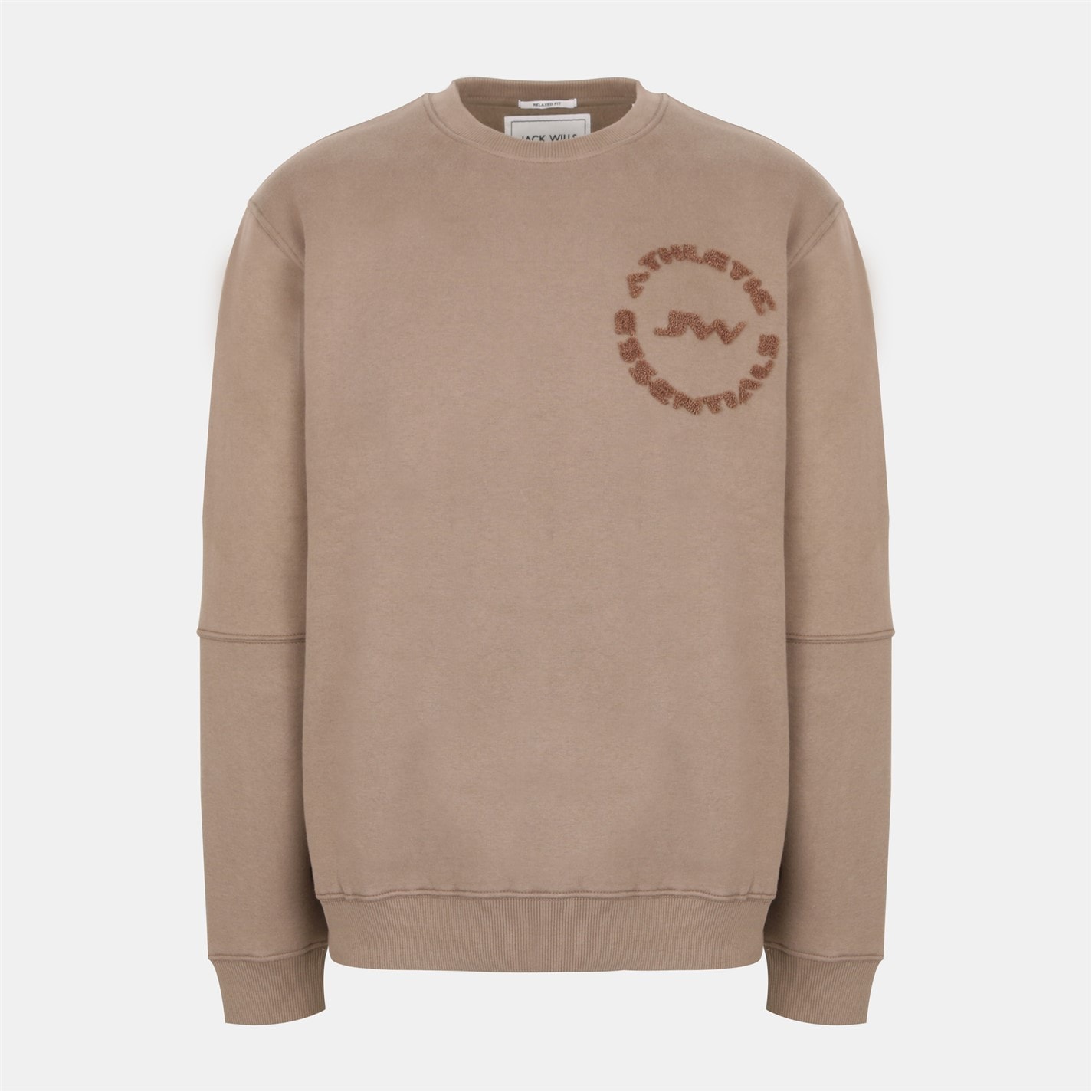 Mikina Jack Wills Fawn 3931042 Men's Boucle Cotton Long Sleeve Oversized Fit Crew Sweatshirt - 1