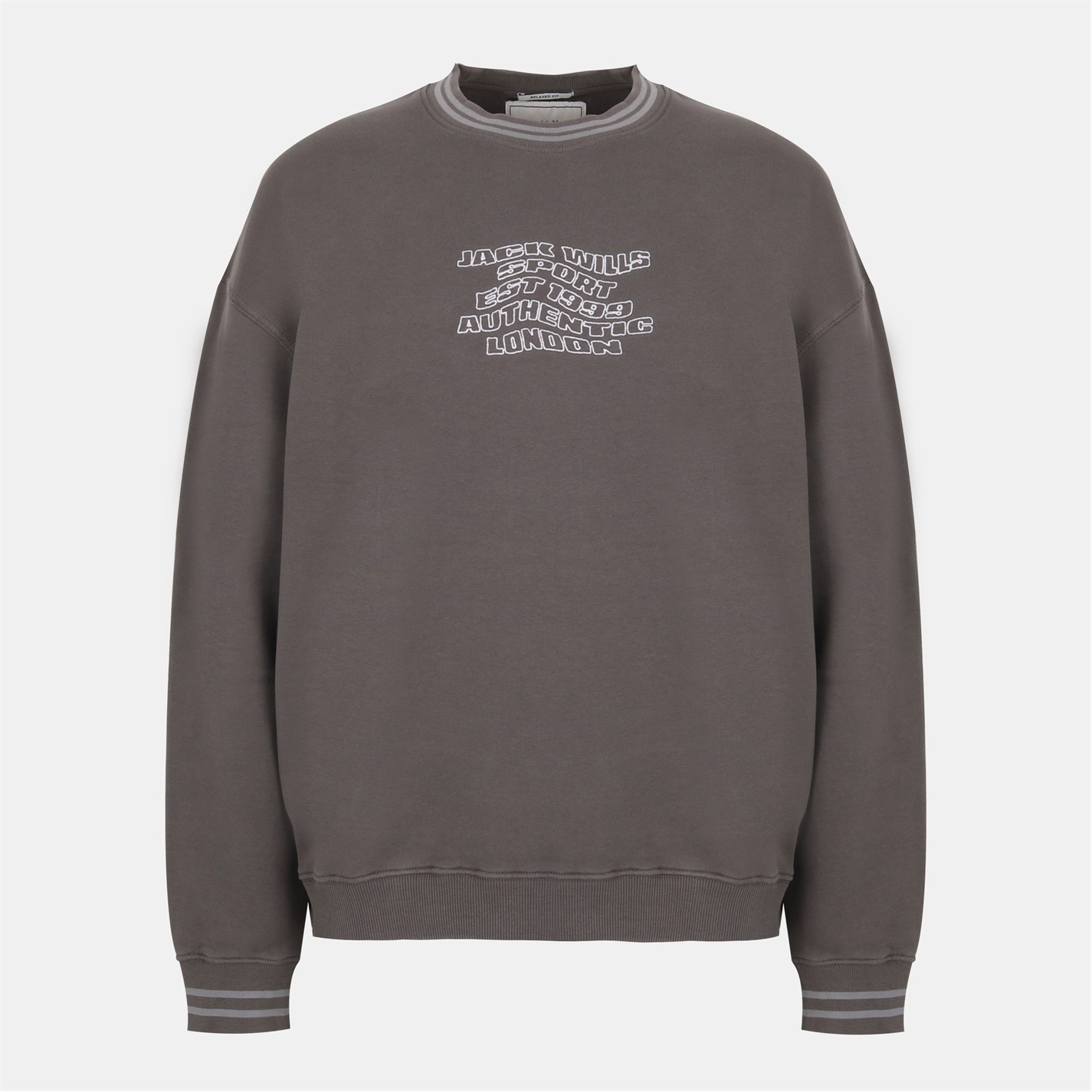 Mikina Jack Wills Slate 6166438 Men's Tipped Graphic Cotton Long Sleeve Oversized Fit Crew Sweatshirt - 1