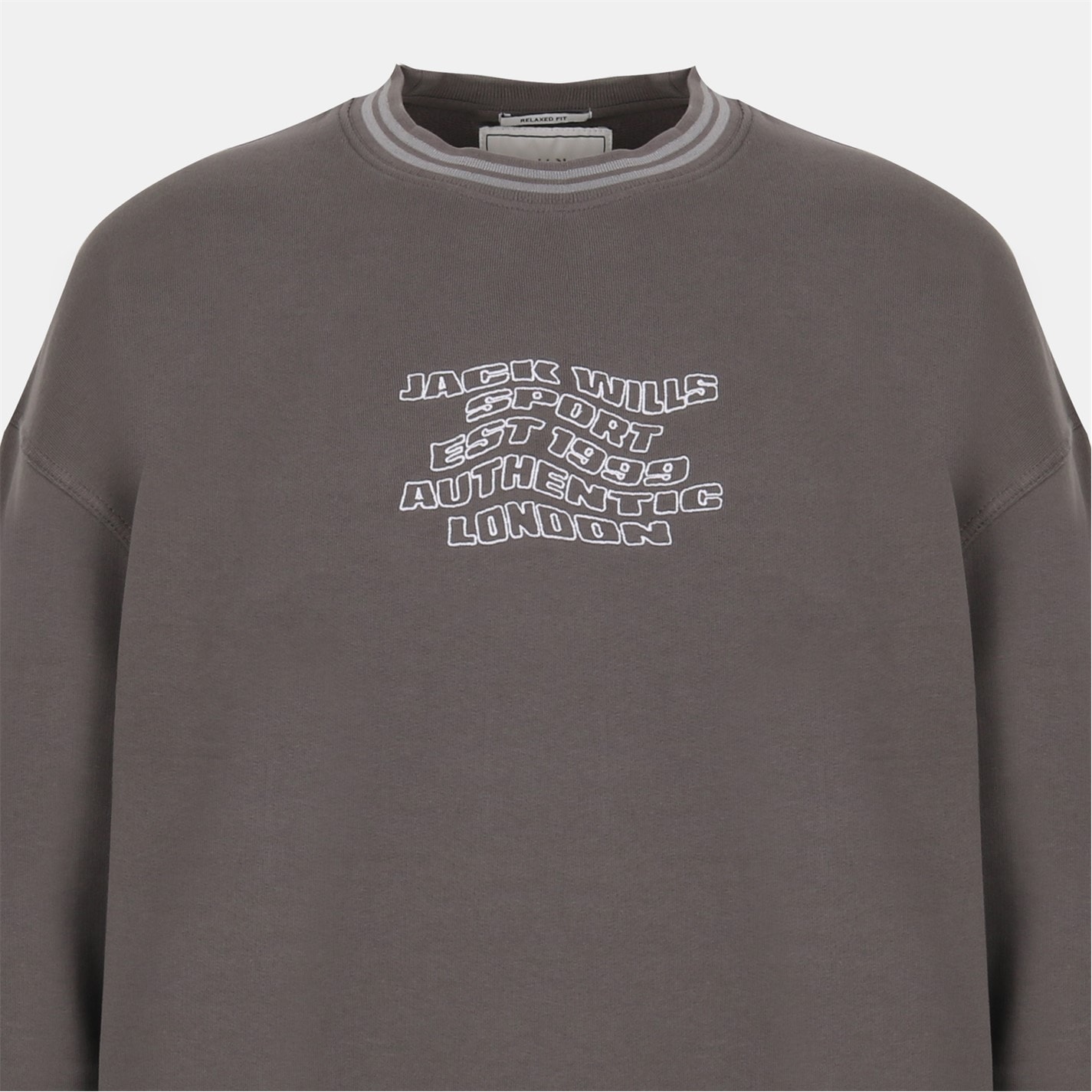 Mikina Jack Wills Slate 6166438 Men's Tipped Graphic Cotton Long Sleeve Oversized Fit Crew Sweatshirt - 3