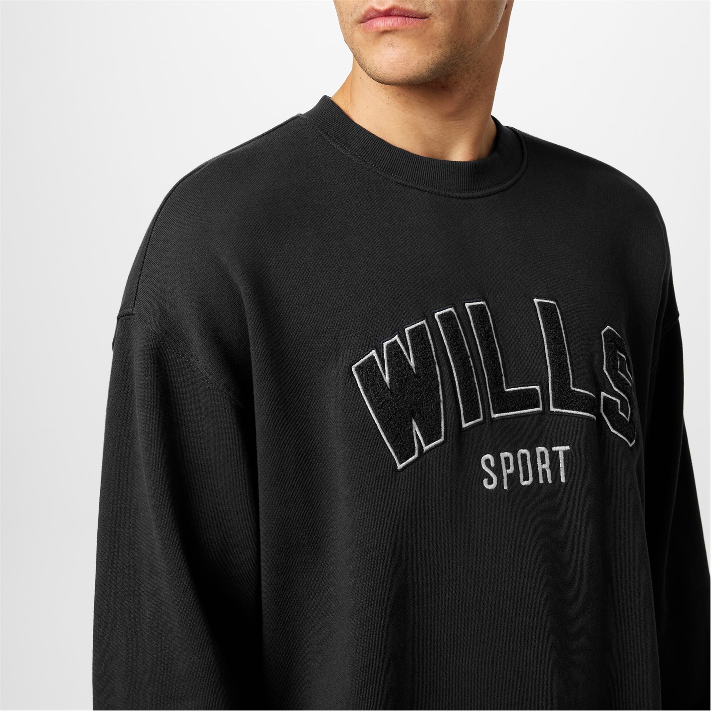 Mikina Jack Wills Washed Black 2577167 Men's JW Boucle Graphic Crew Sweatshirt - 3
