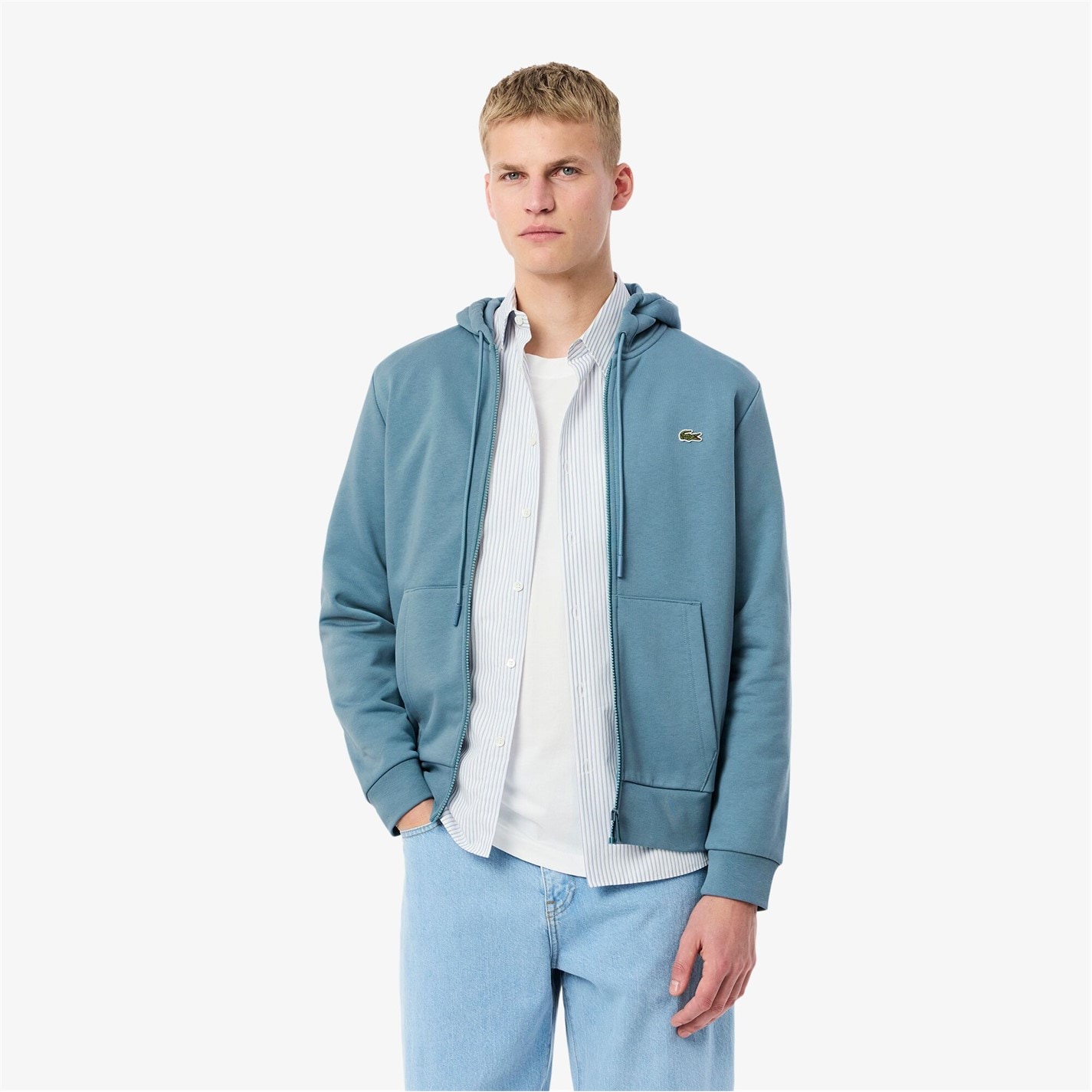 Mikina Lacoste Blue HD9 259823 Men's Basic Full-Zip Hoodie - 1