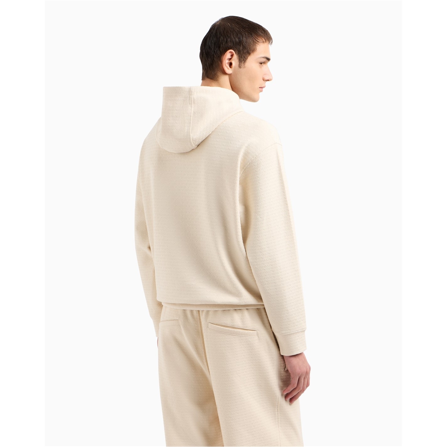 Mikina EMPORIO ARMANI Ecru 1088 3424830 Men's Relaxed Fit Pull Over Hoodie - 3