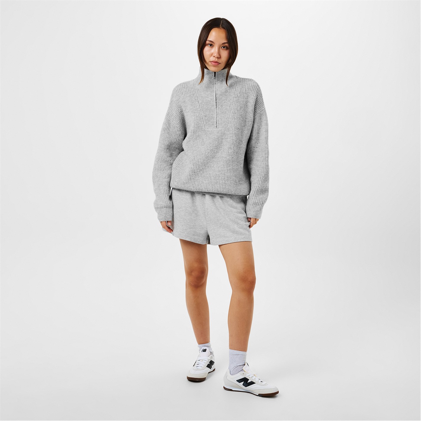Kraťasy Jack Wills Grey Marl 9894191 Women's Slouchy Fleece Jogger Shorts - 4