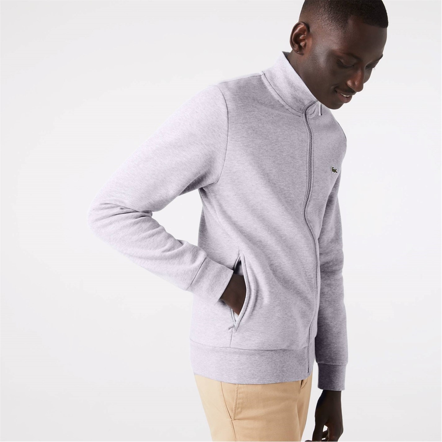 Mikina Lacoste Light Grey CCA 6333200 Men's Basic Full Zip Fleece Top - 3
