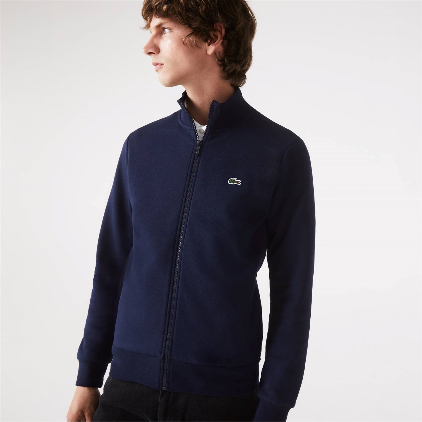 Mikina Lacoste Navy 166 7333217 Men's Basic Full Zip Fleece Top - 3